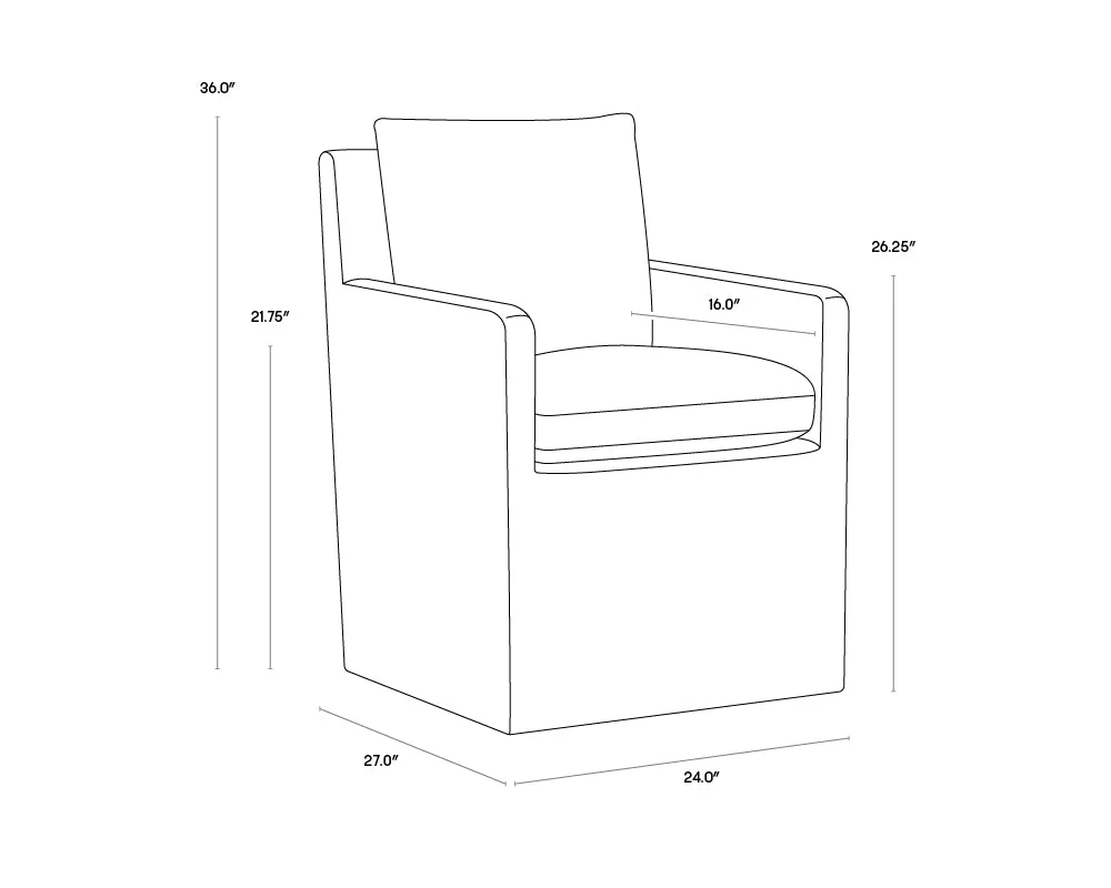 Sunpan Glenrose Wheeled Dining Armchair - Image 17