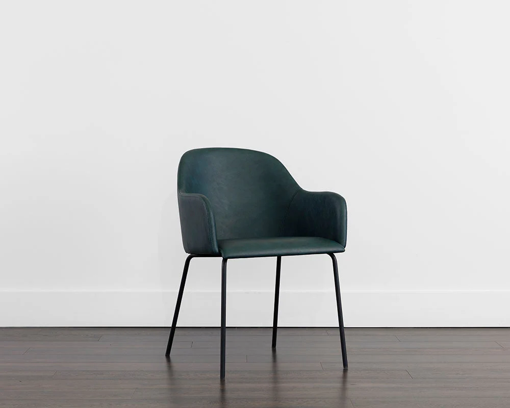 Sunpan Hensley Dining Armchair - Dark Teal - Image 2
