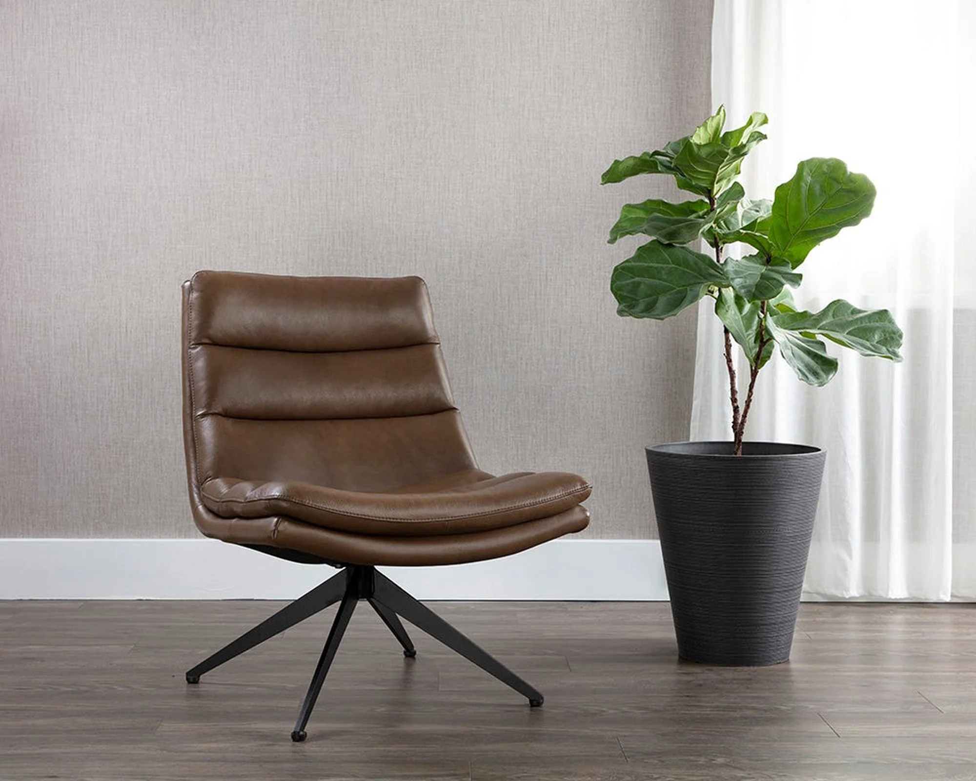 Sunpan Keller Swivel Lounge Chair - Missouri Mahogany Leather Clearance - Image 8