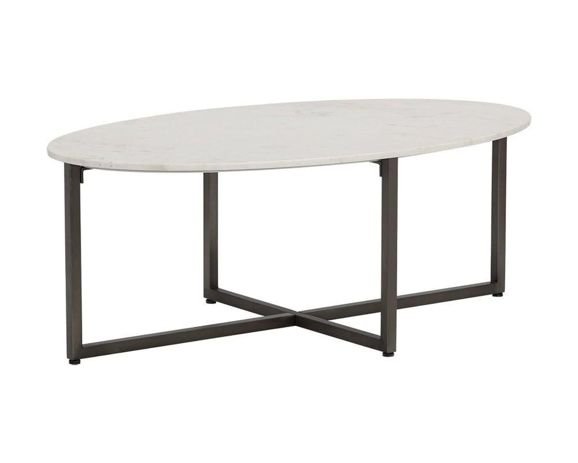 Sunpan Kiara Coffee Table - Gun Metal - White Marble - Image 3