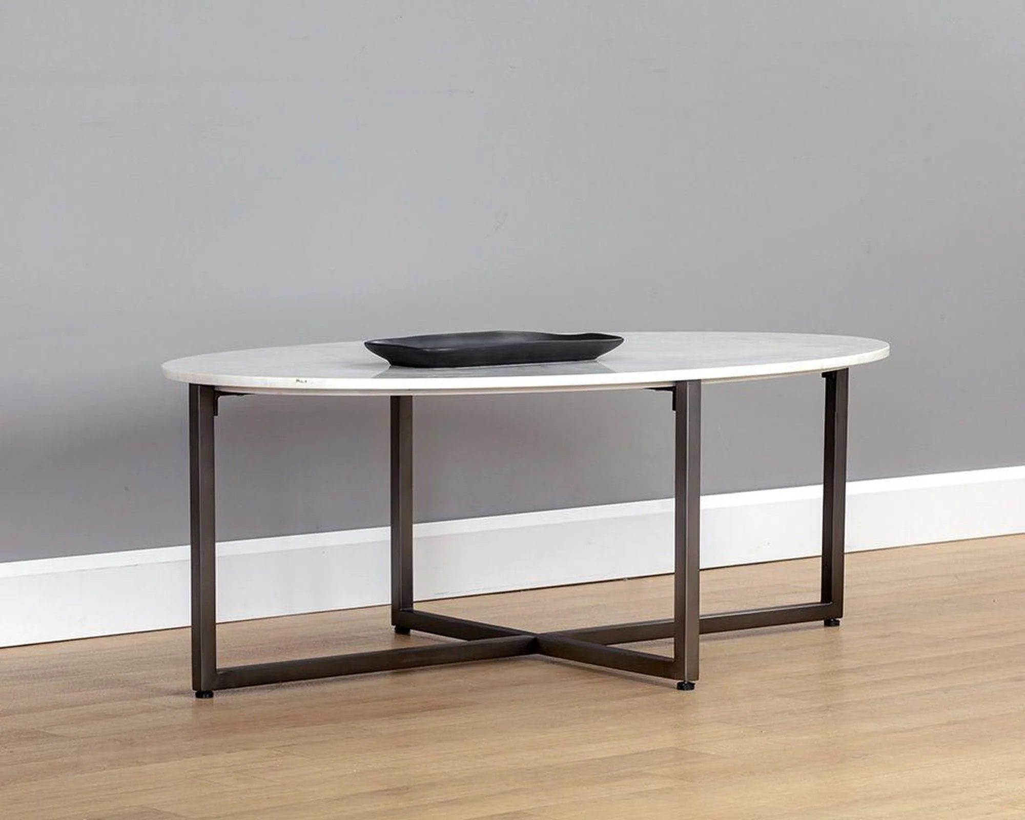 Sunpan Kiara Coffee Table - Gun Metal - White Marble - Image 4