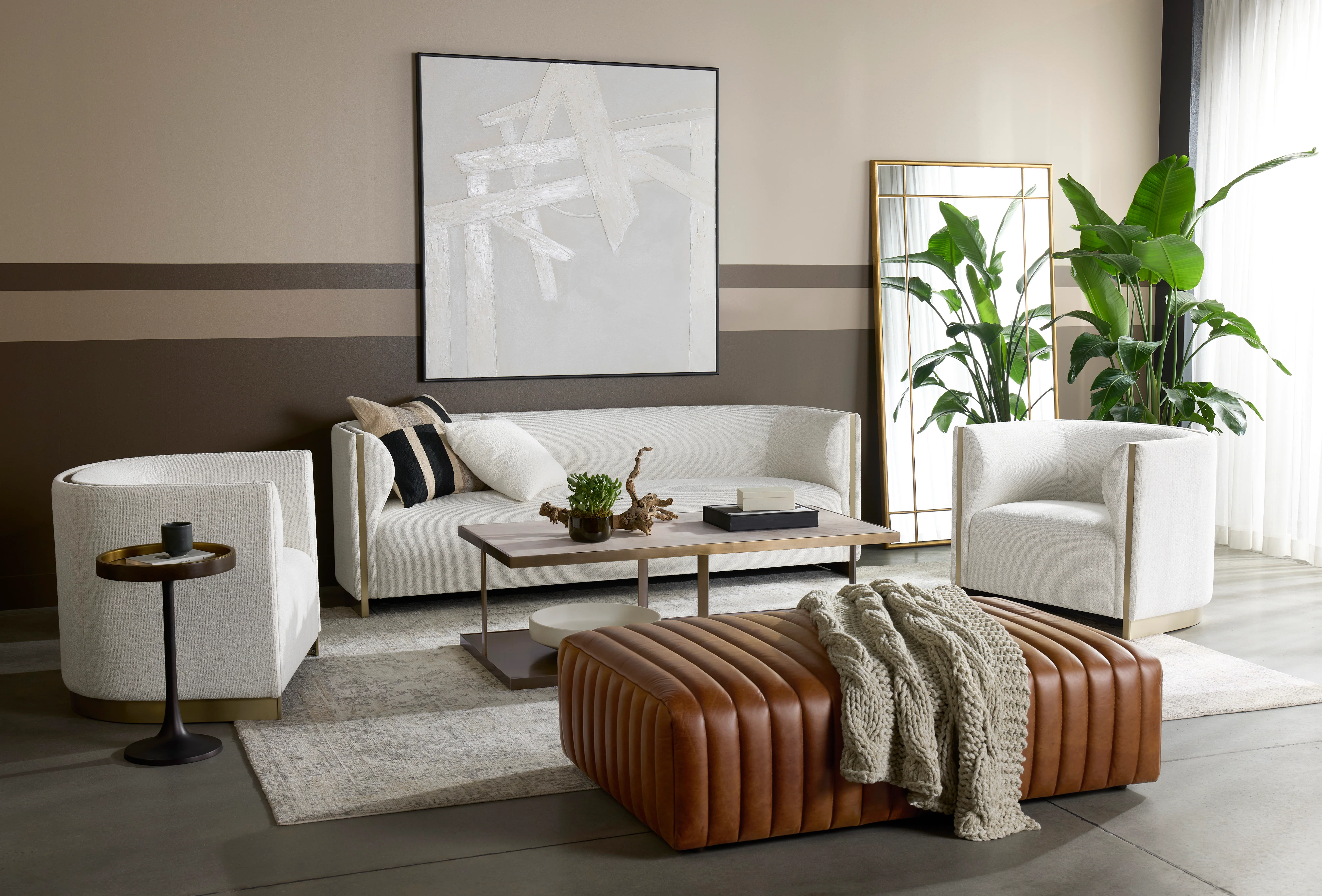 Sunpan Lewin Ottoman - Rectangular - Lucia Tobacco Leather - Image 2