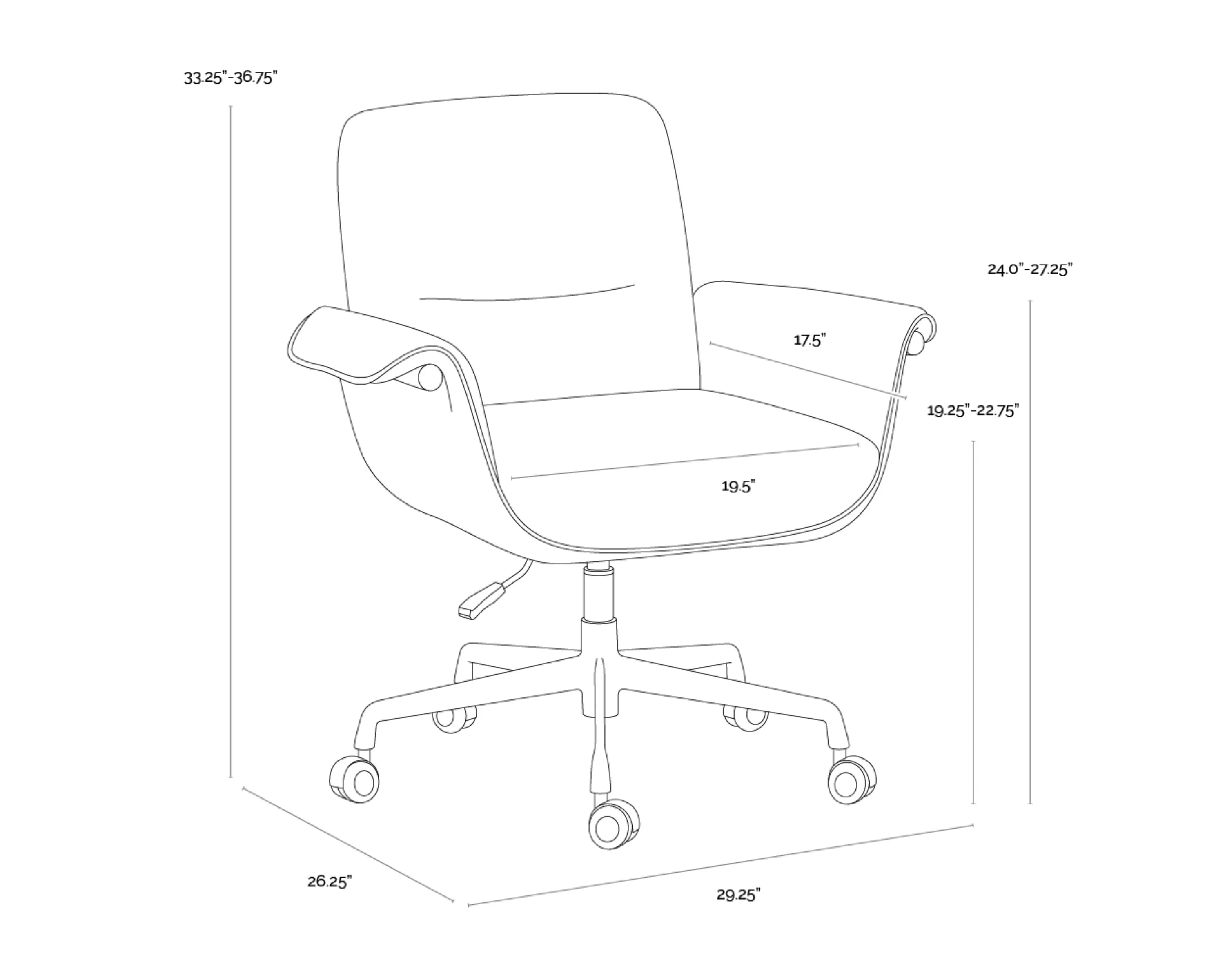 Sunpan Lomax Office Chair - Holden Dusty Greige / Milliken Cognac - Image 6