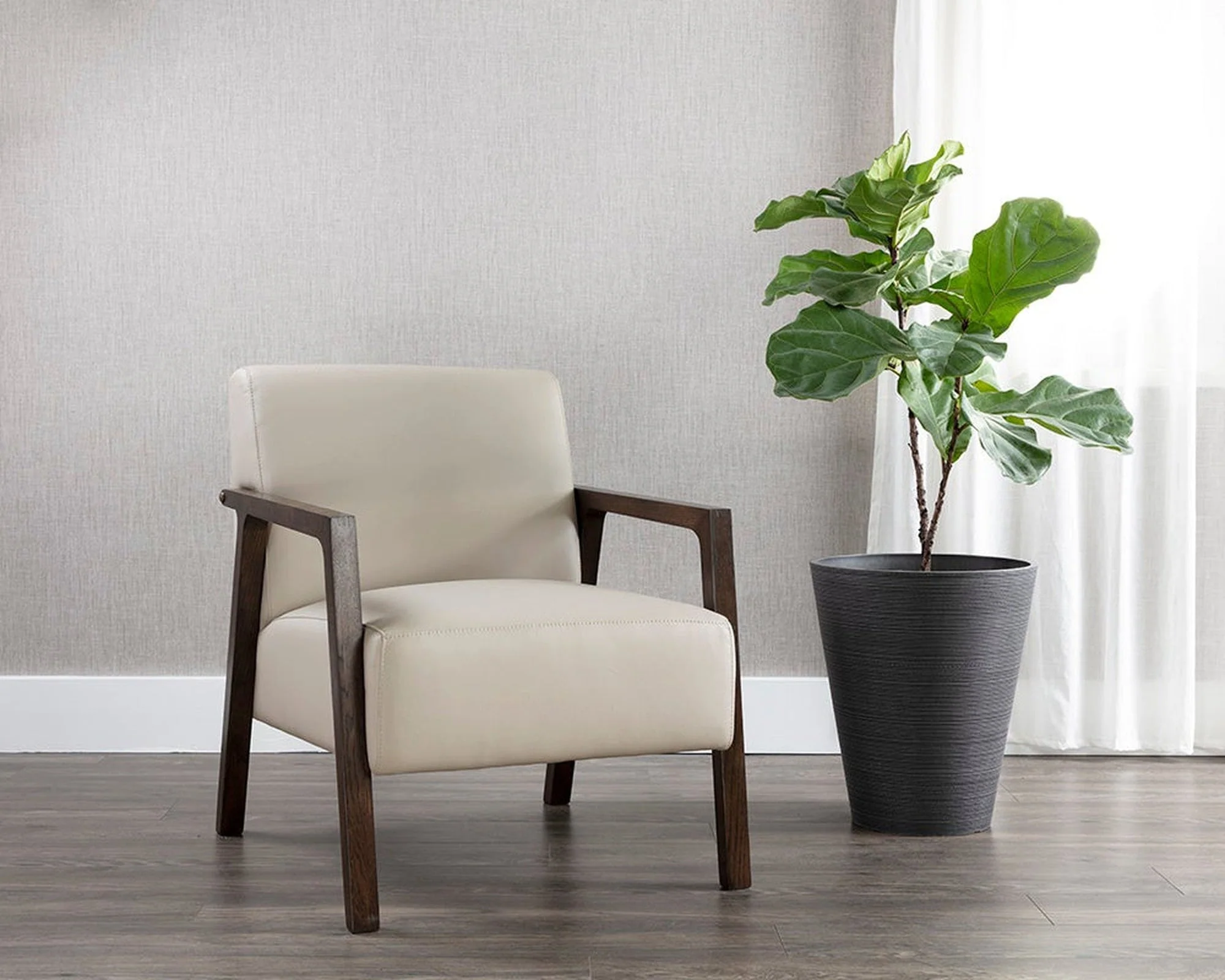Sunpan Neymar Lounge Chair - Linea Light Grey Leather Clearance - Image 8