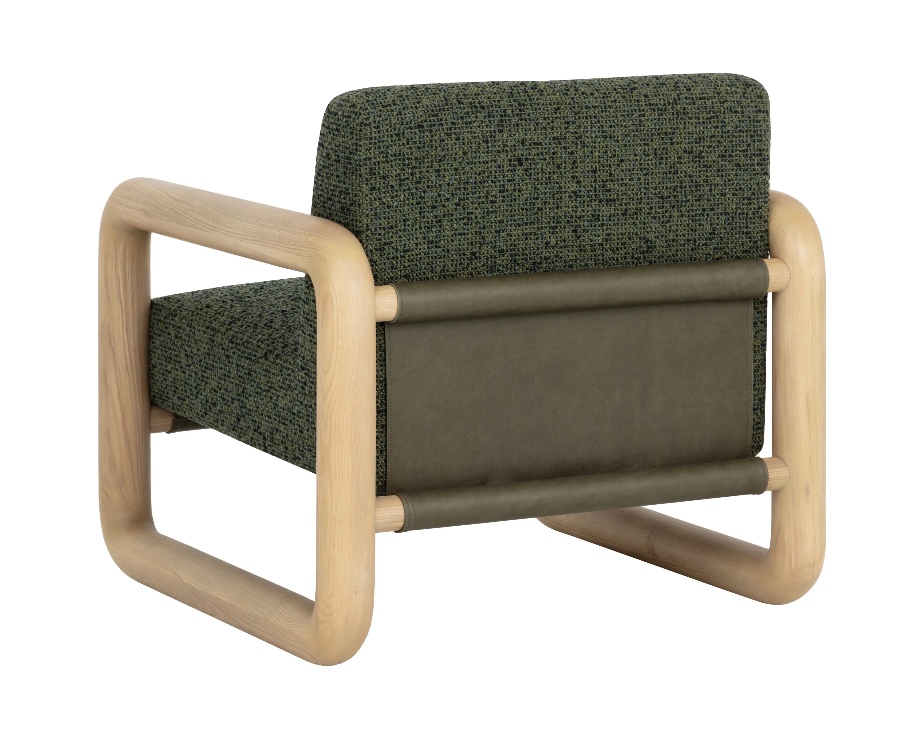 Sunpan Nubo Lounge Chair - Noah Meadow / Ludlow Dark Olive Leather - Image 4