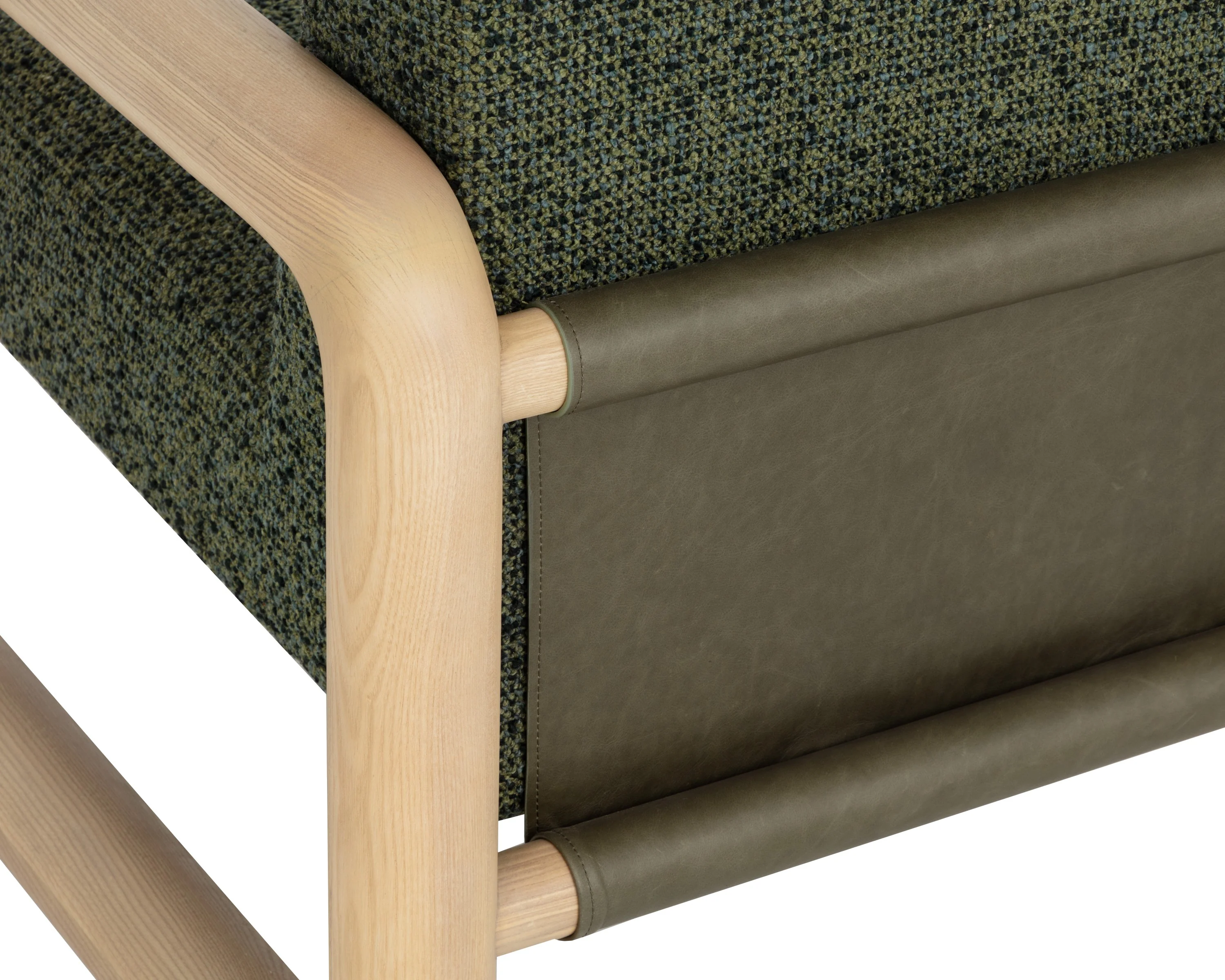 Sunpan Nubo Lounge Chair - Noah Meadow / Ludlow Dark Olive Leather - Image 6