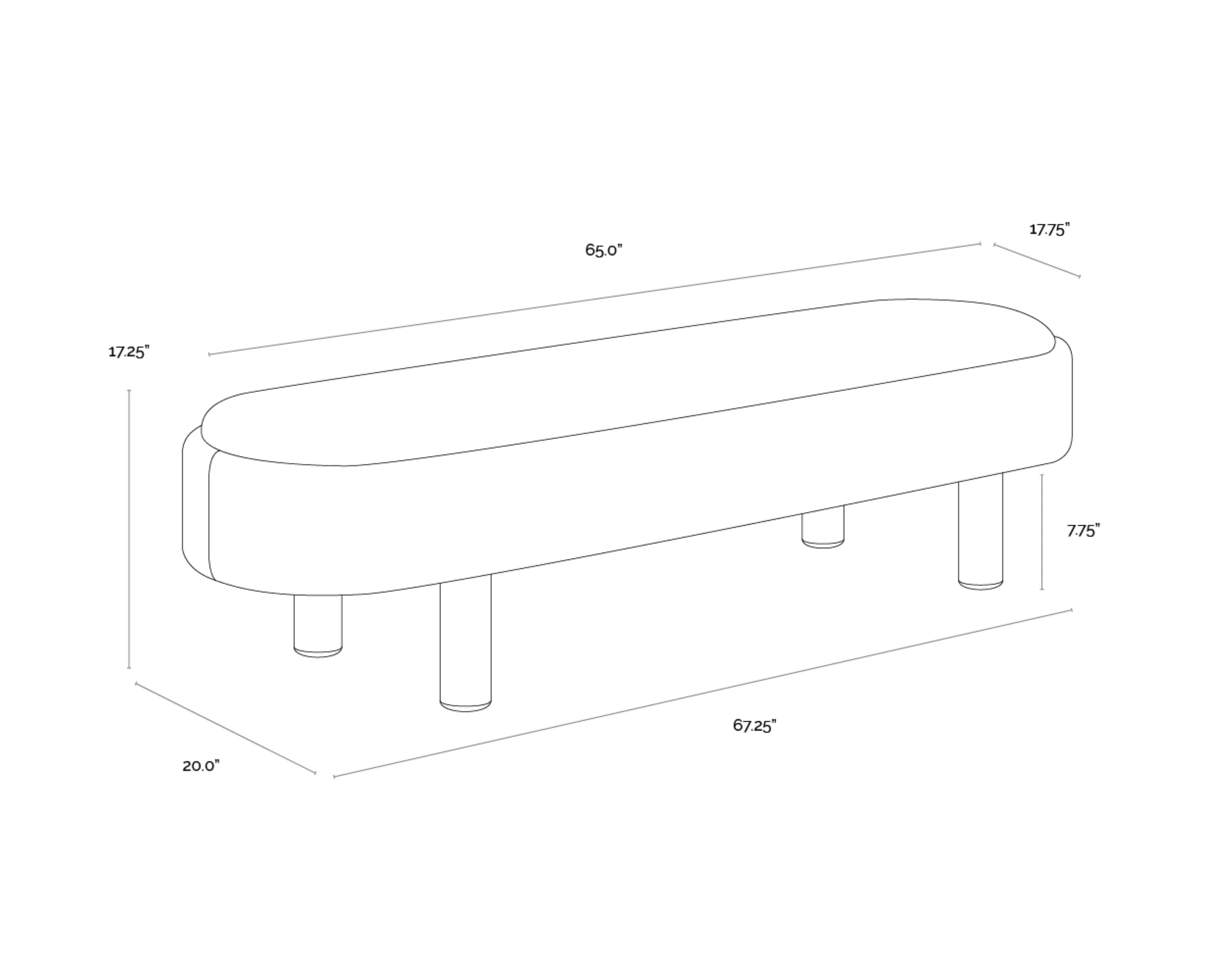 Sunpan Odella Bench - Meg Taupe / Porcini Taupe - Image 5