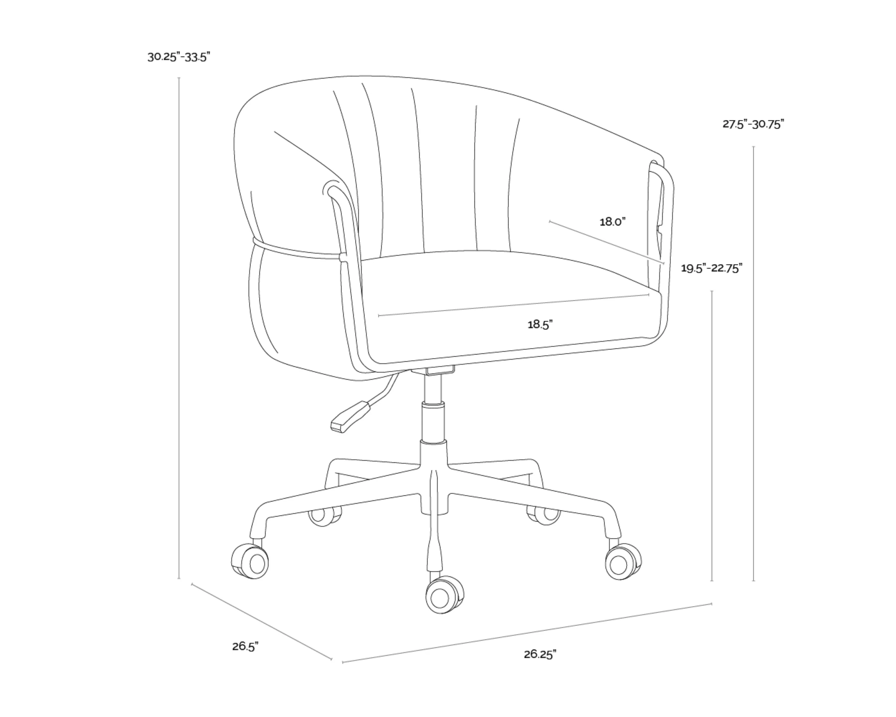 Sunpan Olma Office Chair - Meg Taupe / Santa Cruz Oatmeal - Image 6