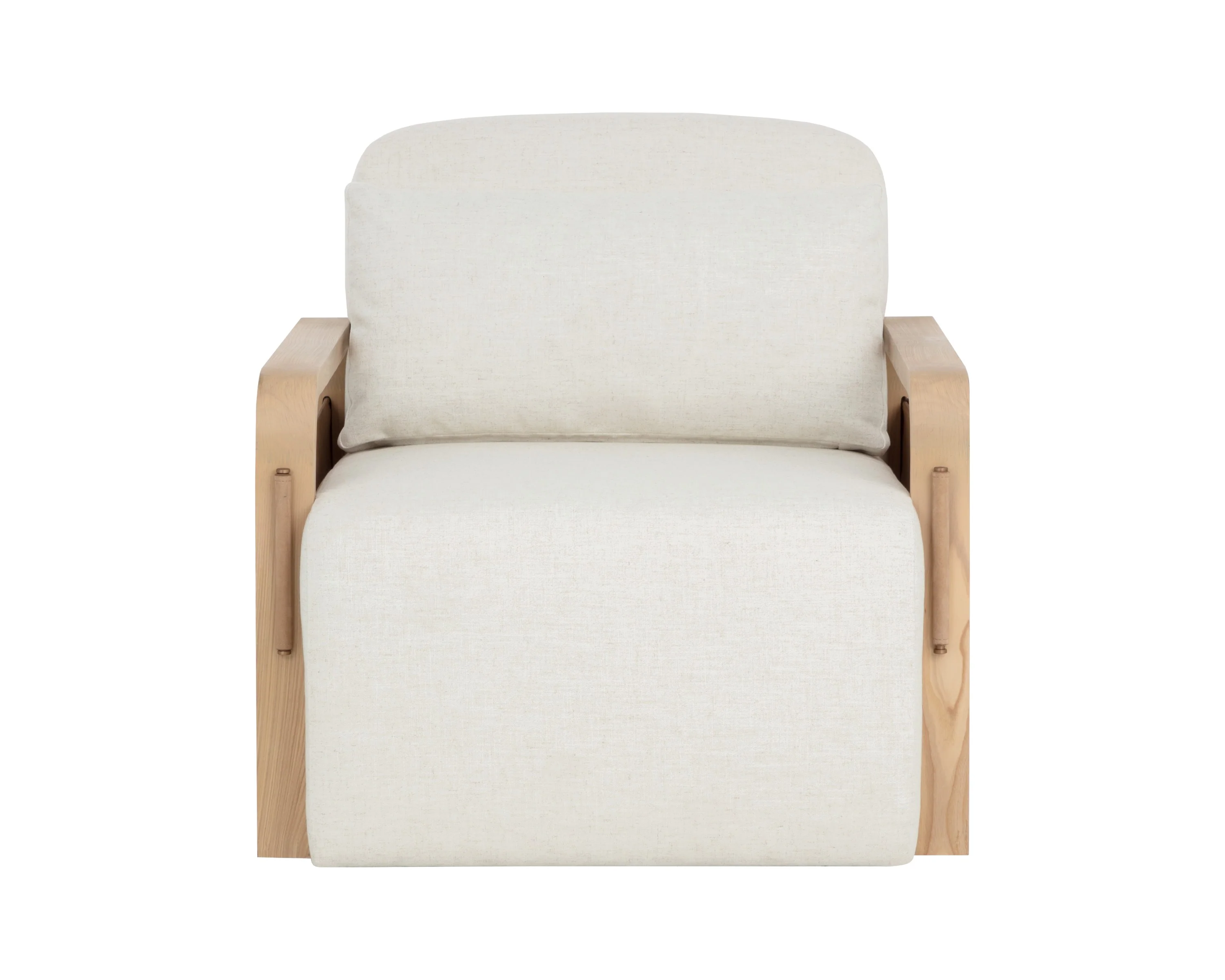 Sunpan Otso Swivel Lounge Chair - Geralt Linen / Nubuck Tan Leather - Image 2