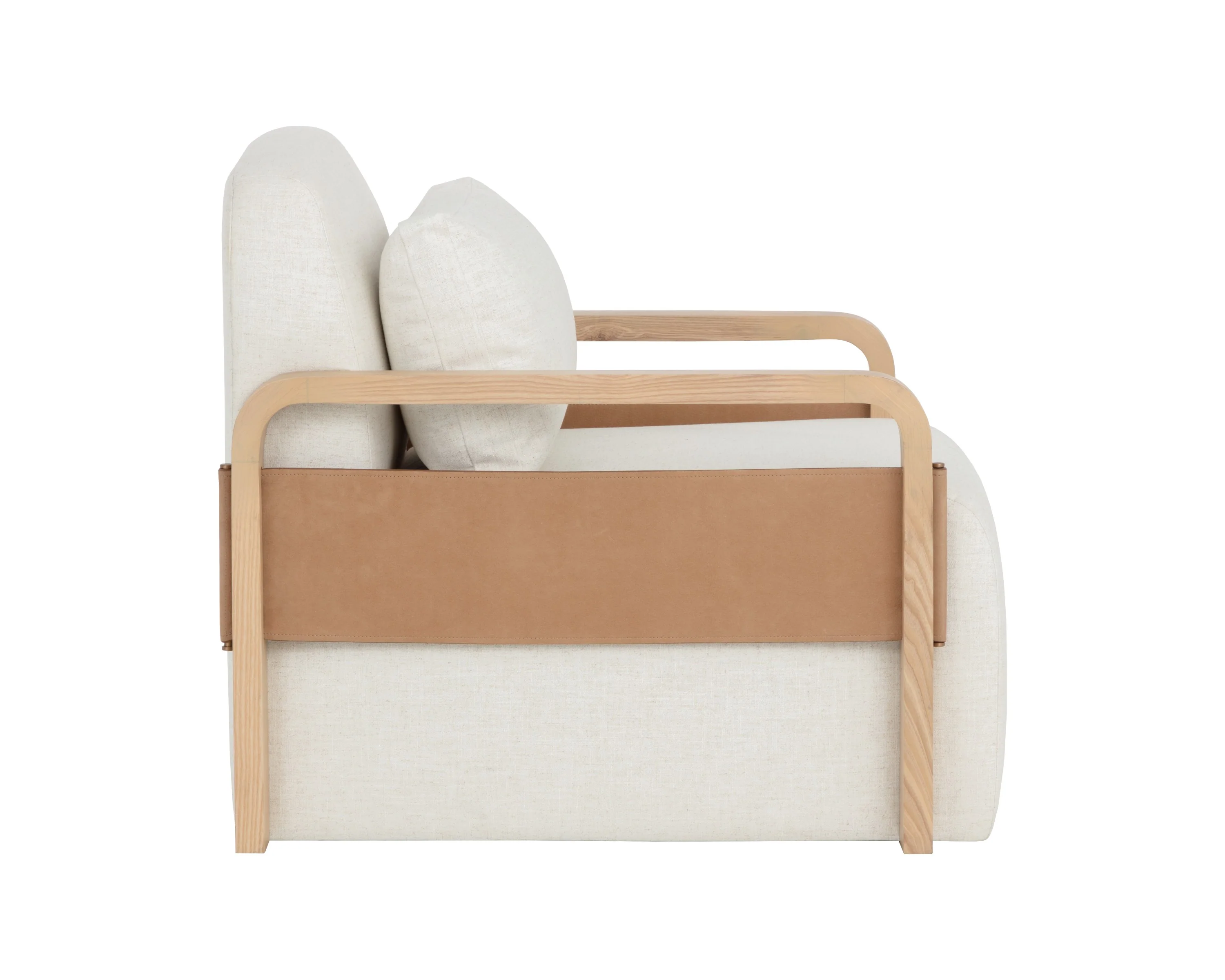 Sunpan Otso Swivel Lounge Chair - Geralt Linen / Nubuck Tan Leather - Image 3