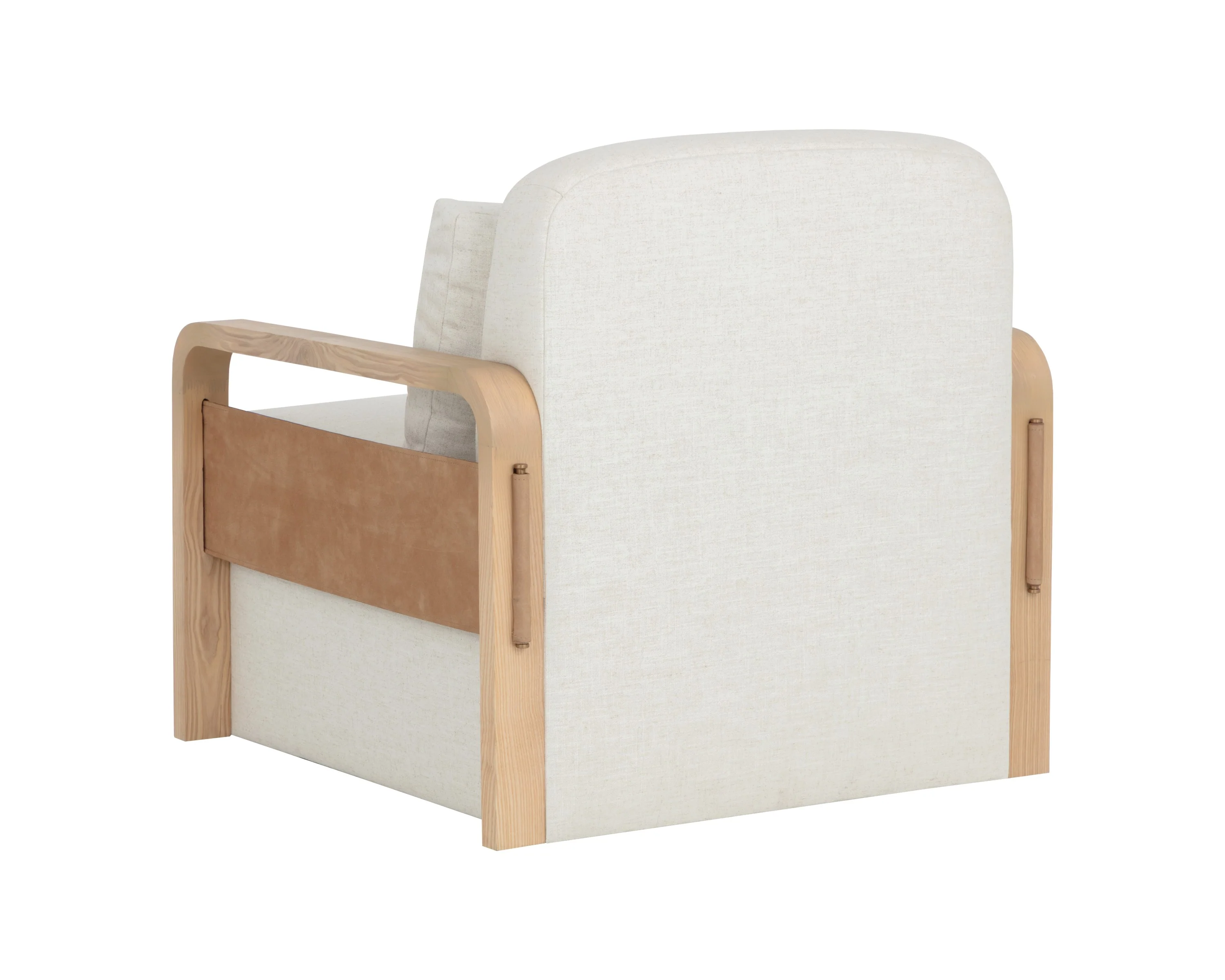Sunpan Otso Swivel Lounge Chair - Geralt Linen / Nubuck Tan Leather - Image 4