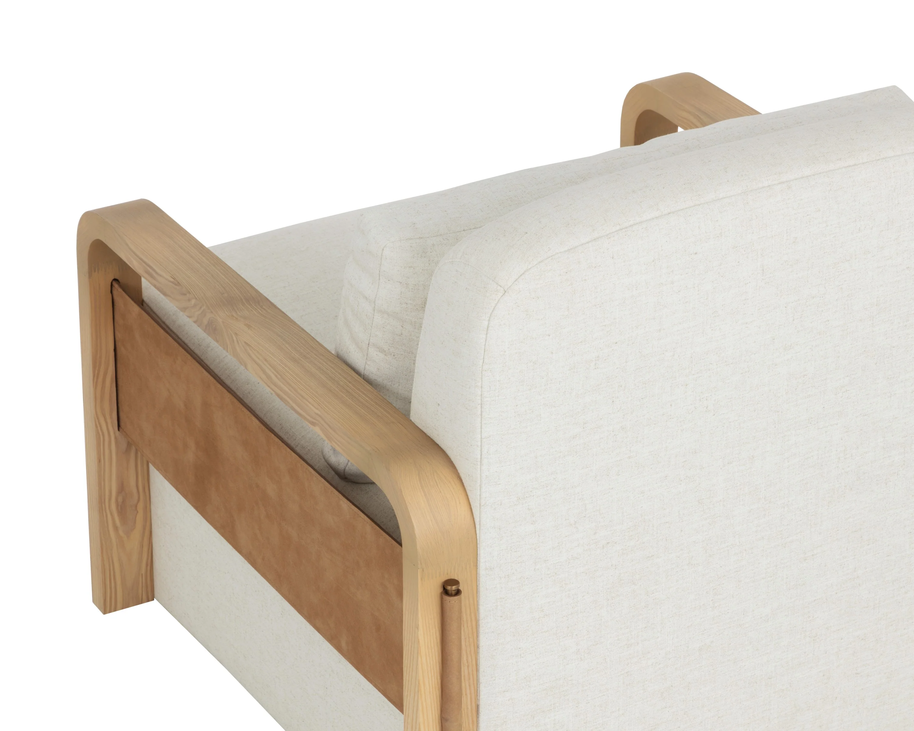 Sunpan Otso Swivel Lounge Chair - Geralt Linen / Nubuck Tan Leather - Image 5