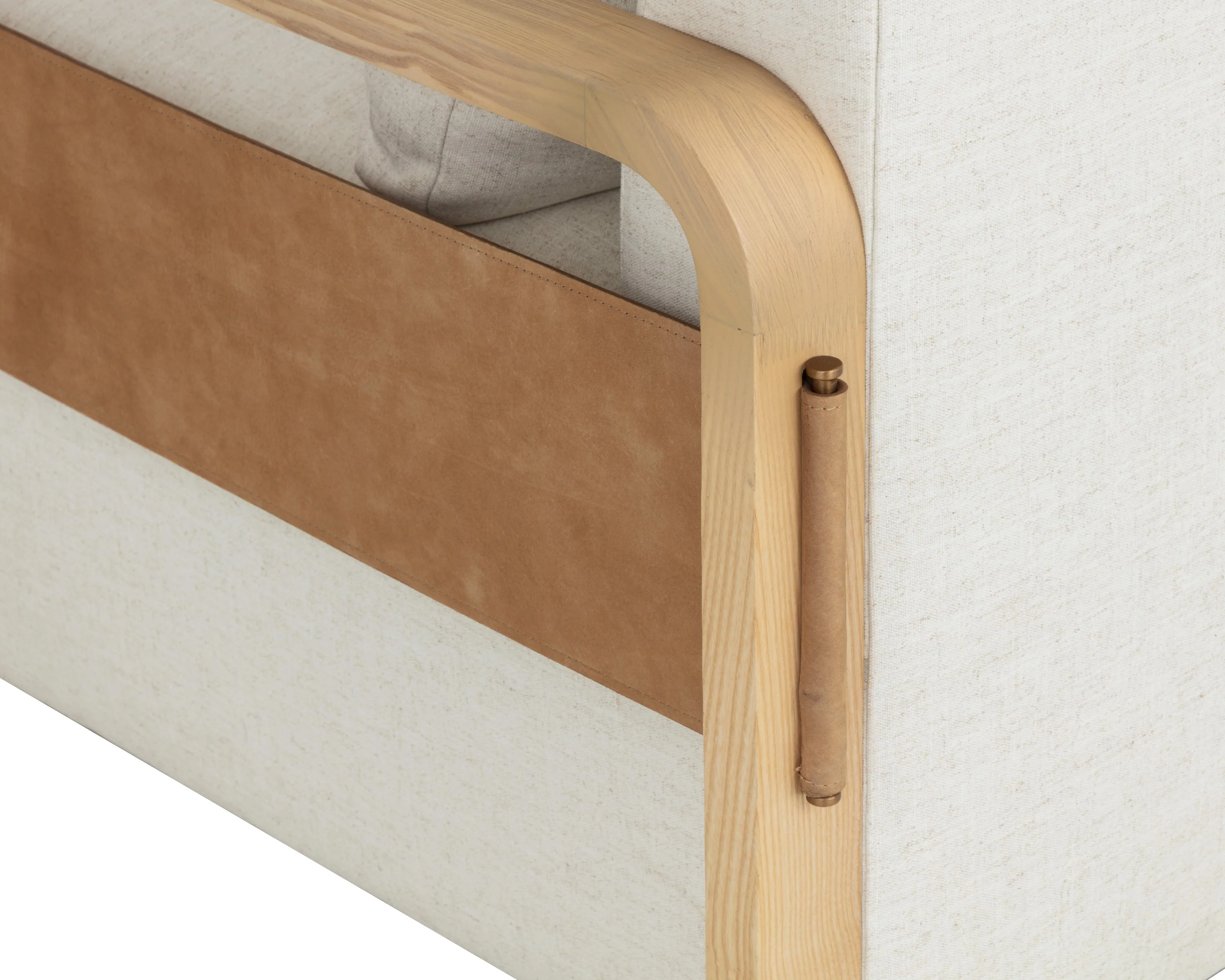 Sunpan Otso Swivel Lounge Chair - Geralt Linen / Nubuck Tan Leather - Image 6