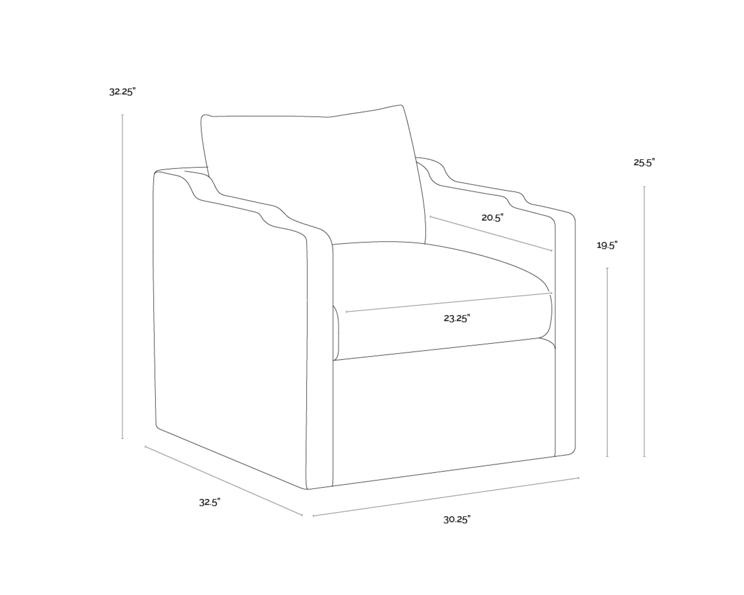 Sunpan Roosevelt Swivel Lounge Chair - Gifford Script - Image 6