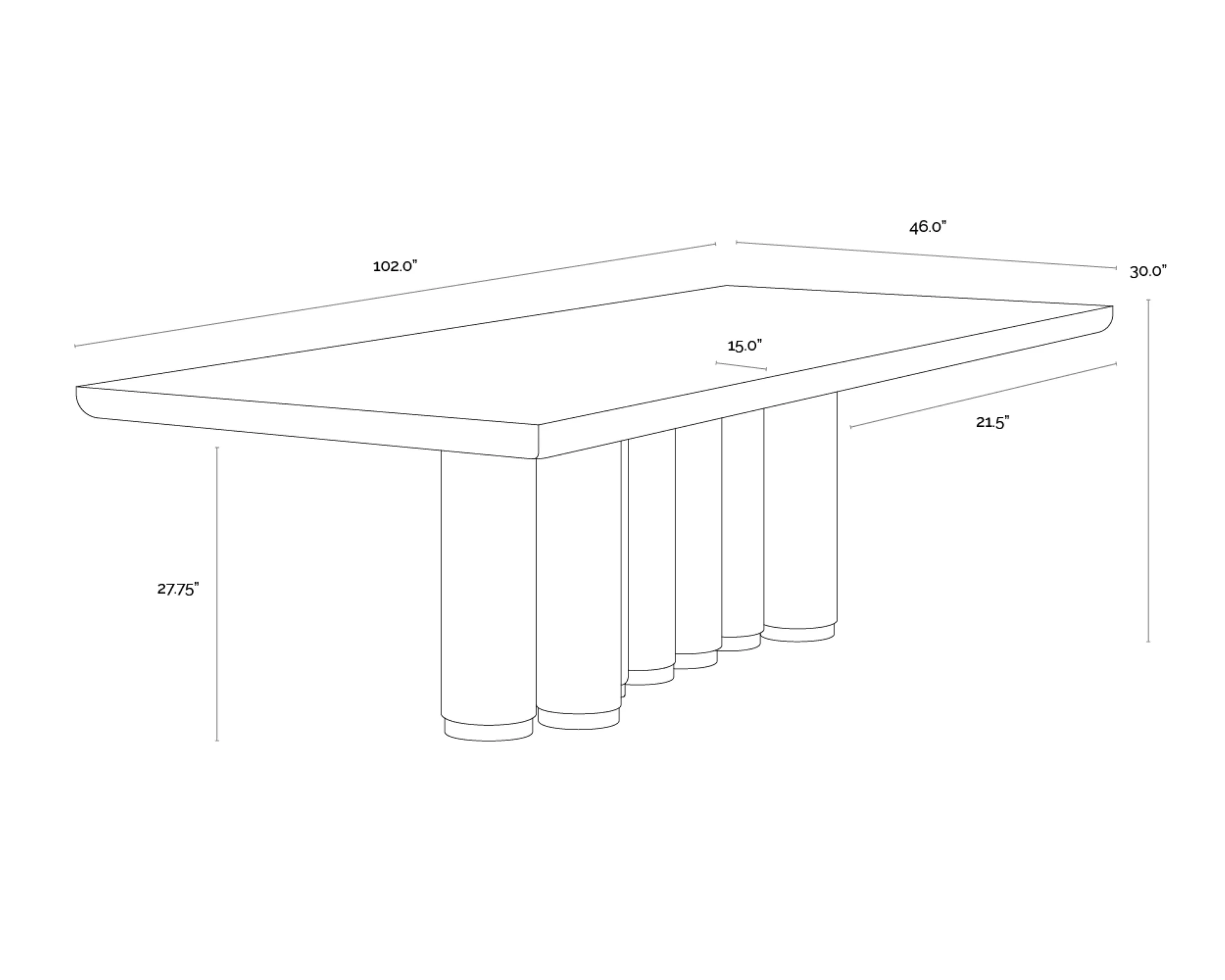 Sunpan Salix Dining Table - 102" - Image 5