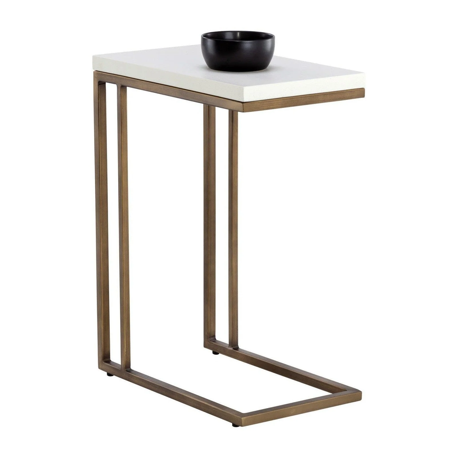 Sunpan Sawyer End Table - Antique Brass - White - Image 2