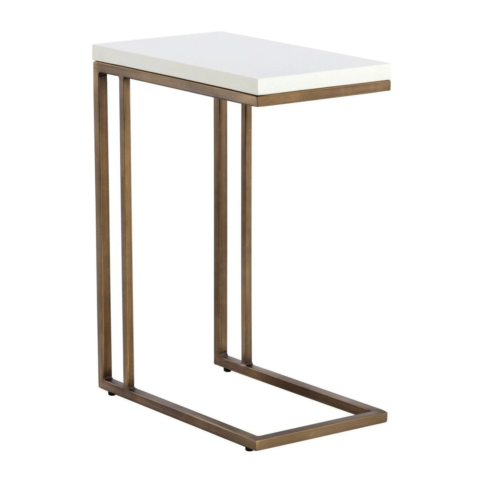 Sunpan Sawyer End Table - Antique Brass - White - Image 3