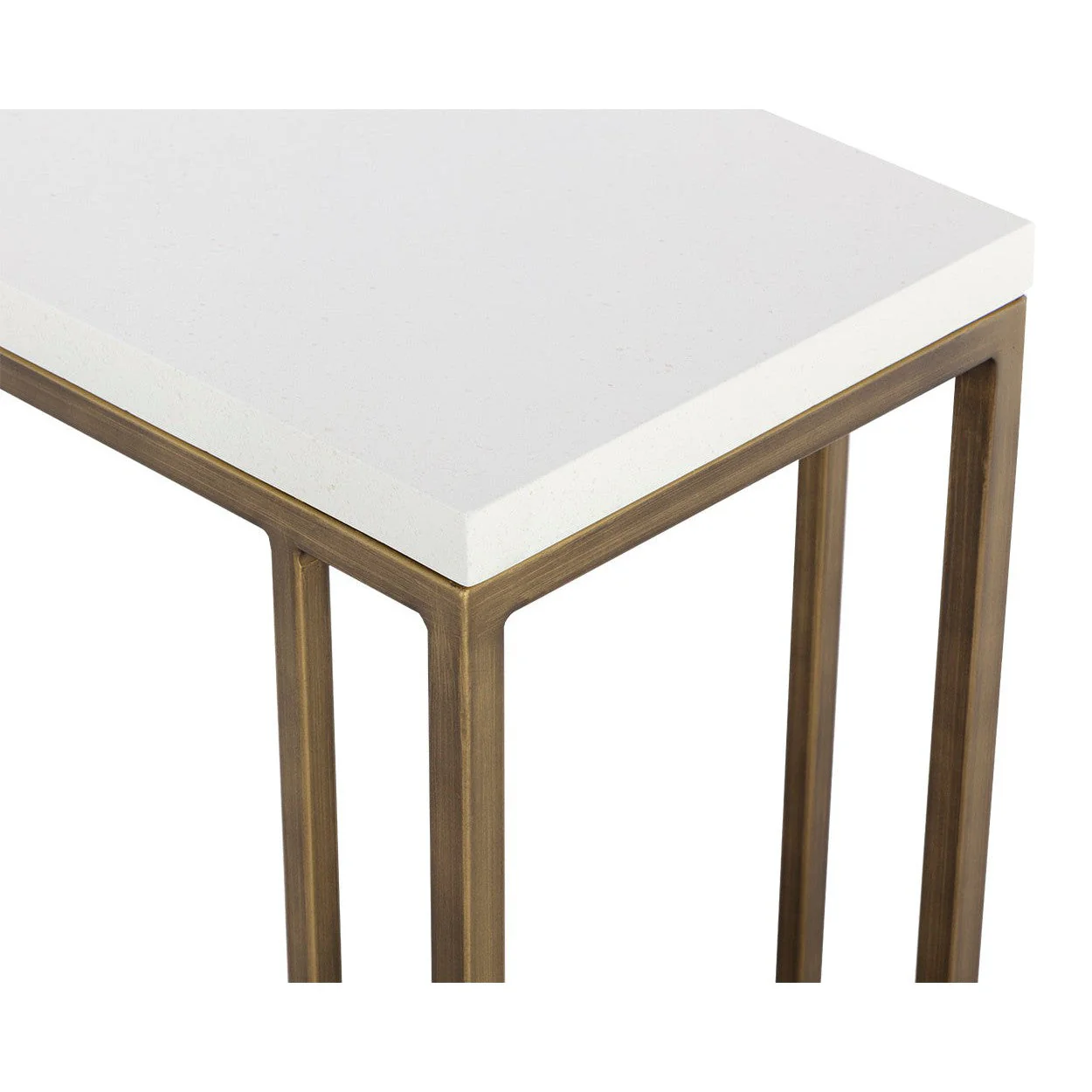 Sunpan Sawyer End Table - Antique Brass - White - Image 5