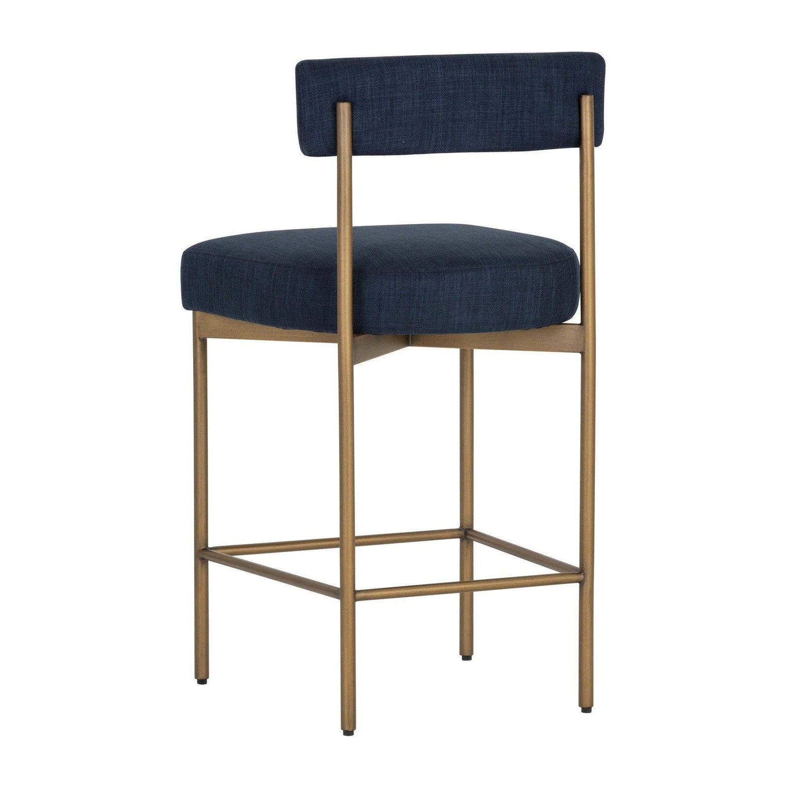 Sunpan Seneca Counter Stool - Antique Brass - Arena Navy - Image 2