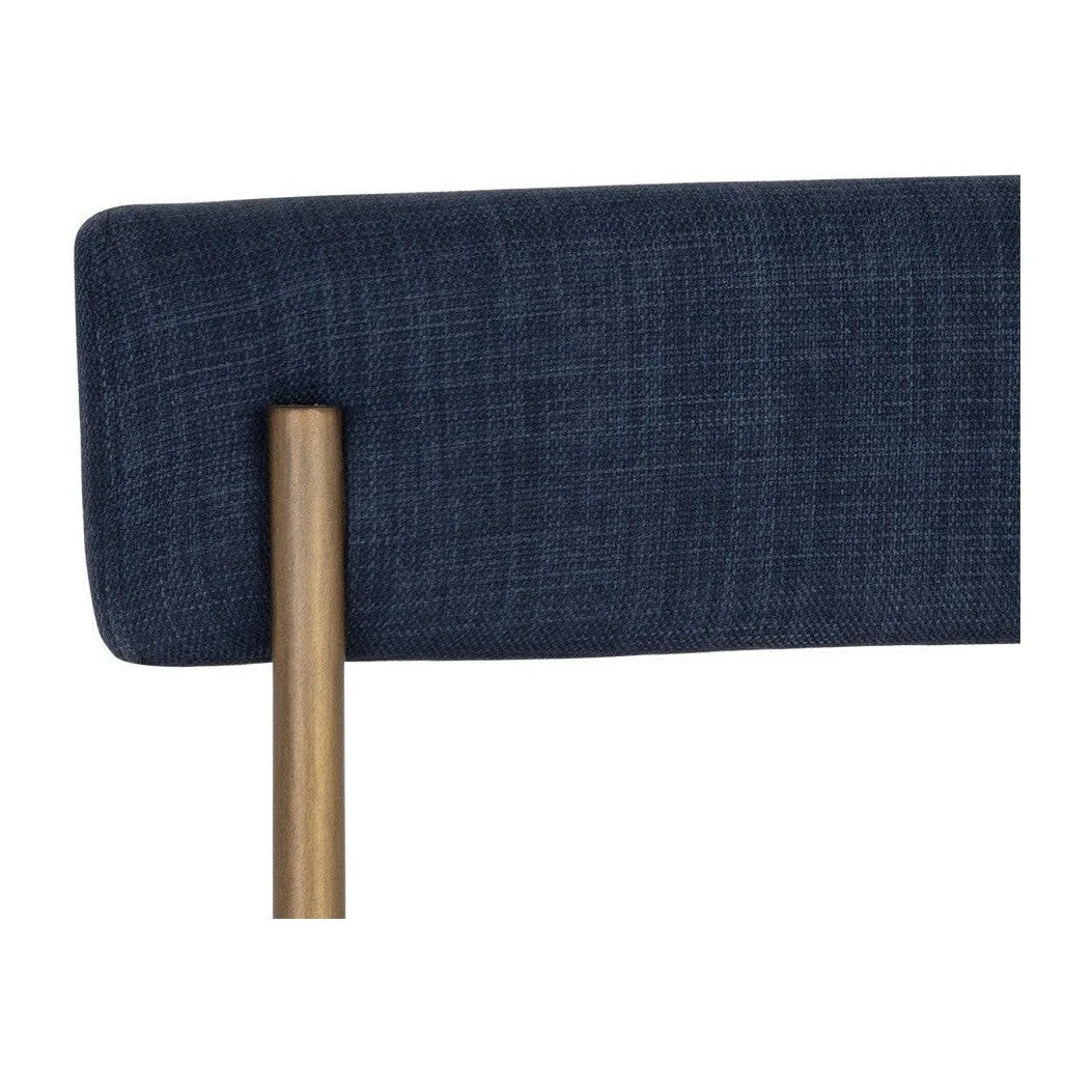 Sunpan Seneca Counter Stool - Antique Brass - Arena Navy - Image 4