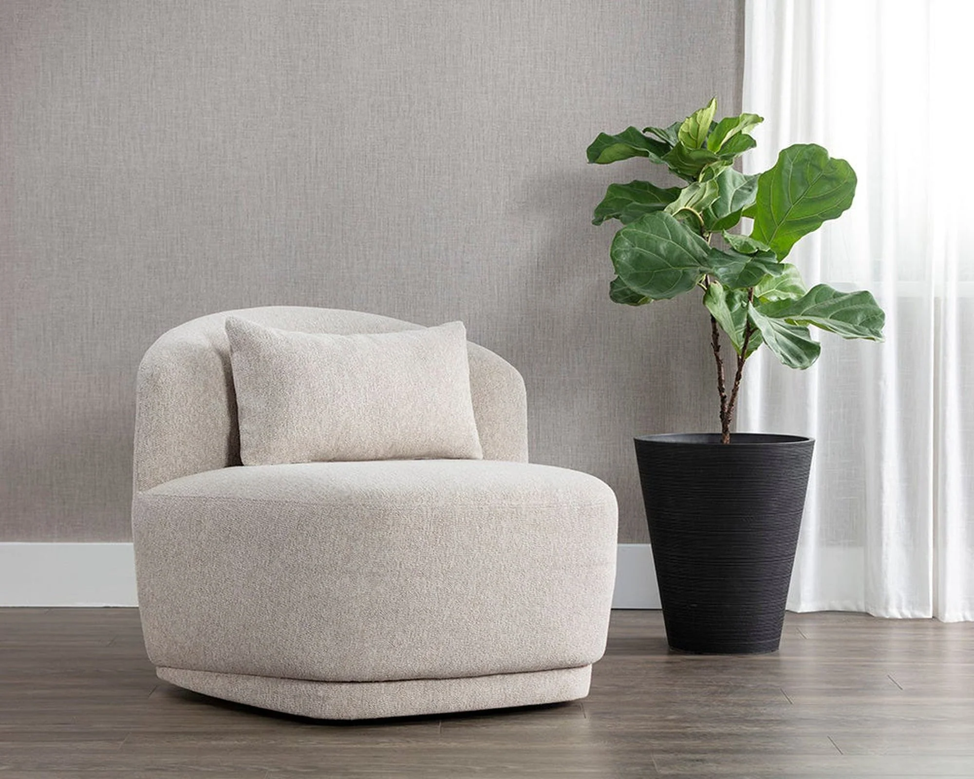 Sunpan Soraya Swivel Armless Chair - Dove Cream Clearance - Image 8