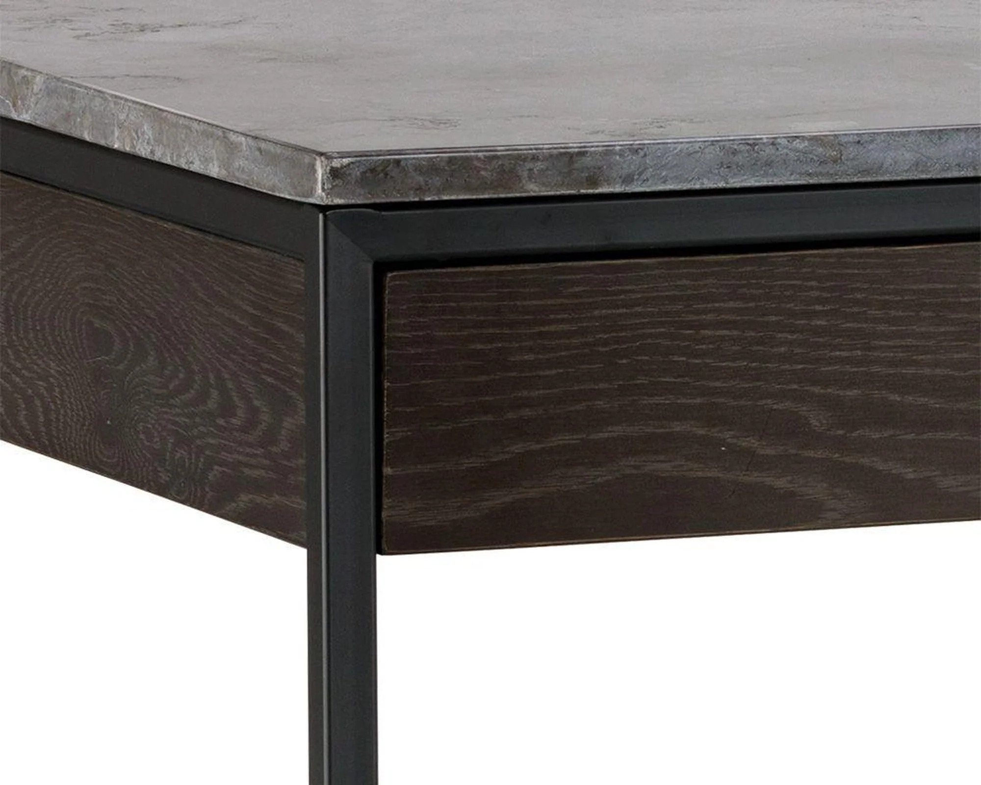 Sunpan Stamos Desk - Black - Light Grey Marble / Charcoal Grey - Image 3