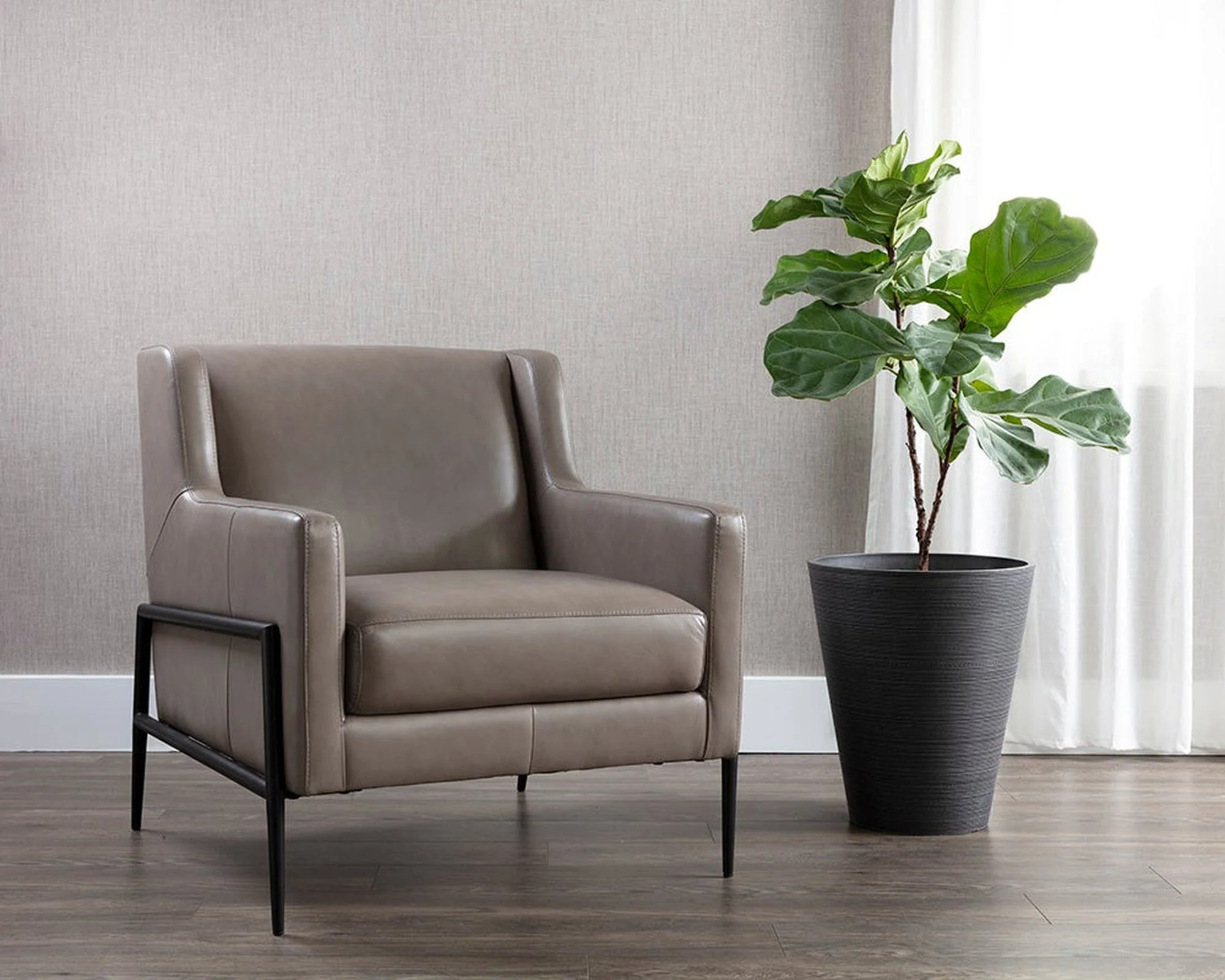 Sunpan Talula Lounge Chair - Alpine Grey Leather Clearance - Image 8
