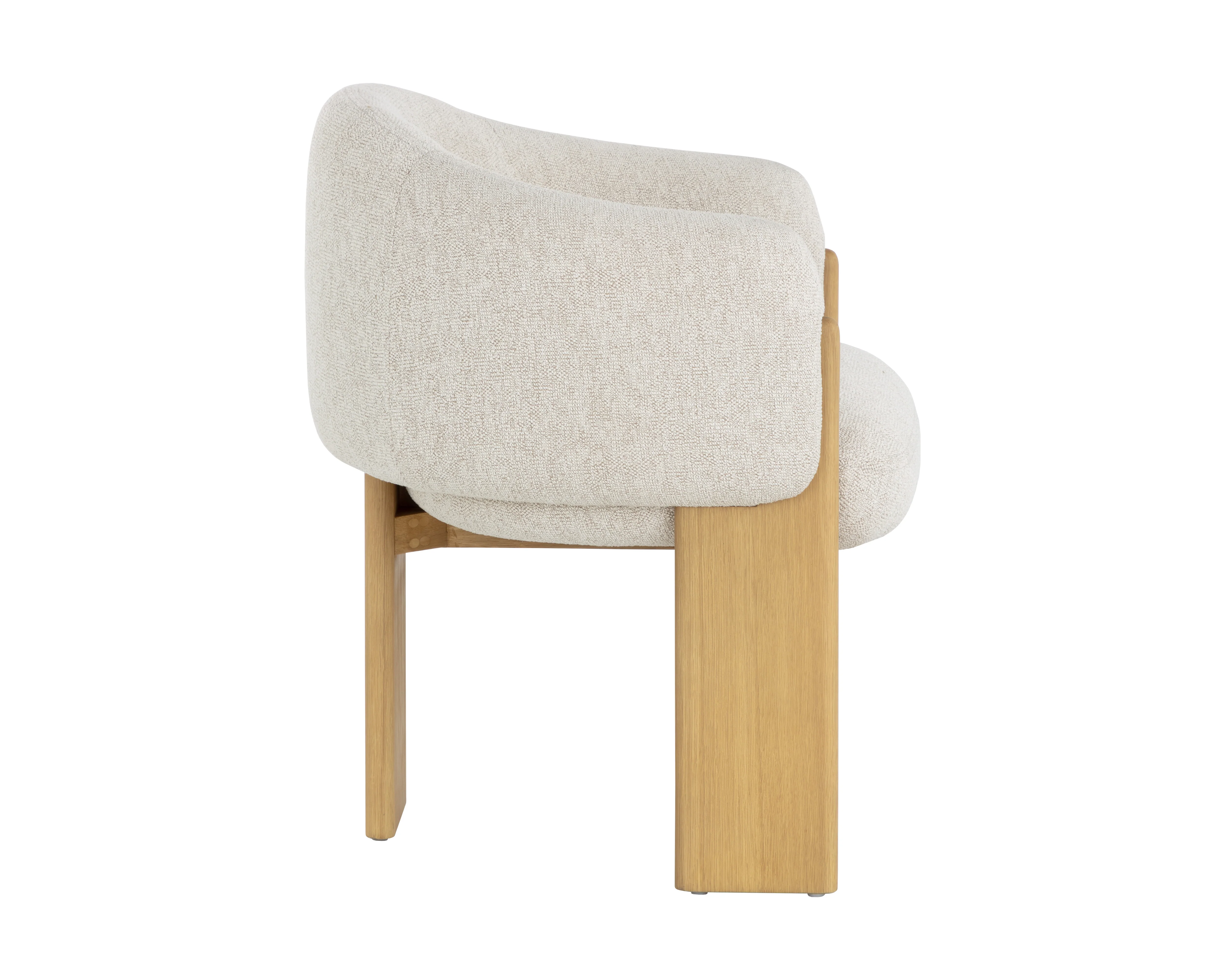 Sunpan Trine Dining Armchair - Rustic Oak - Dove Cream Clearance - Image 4