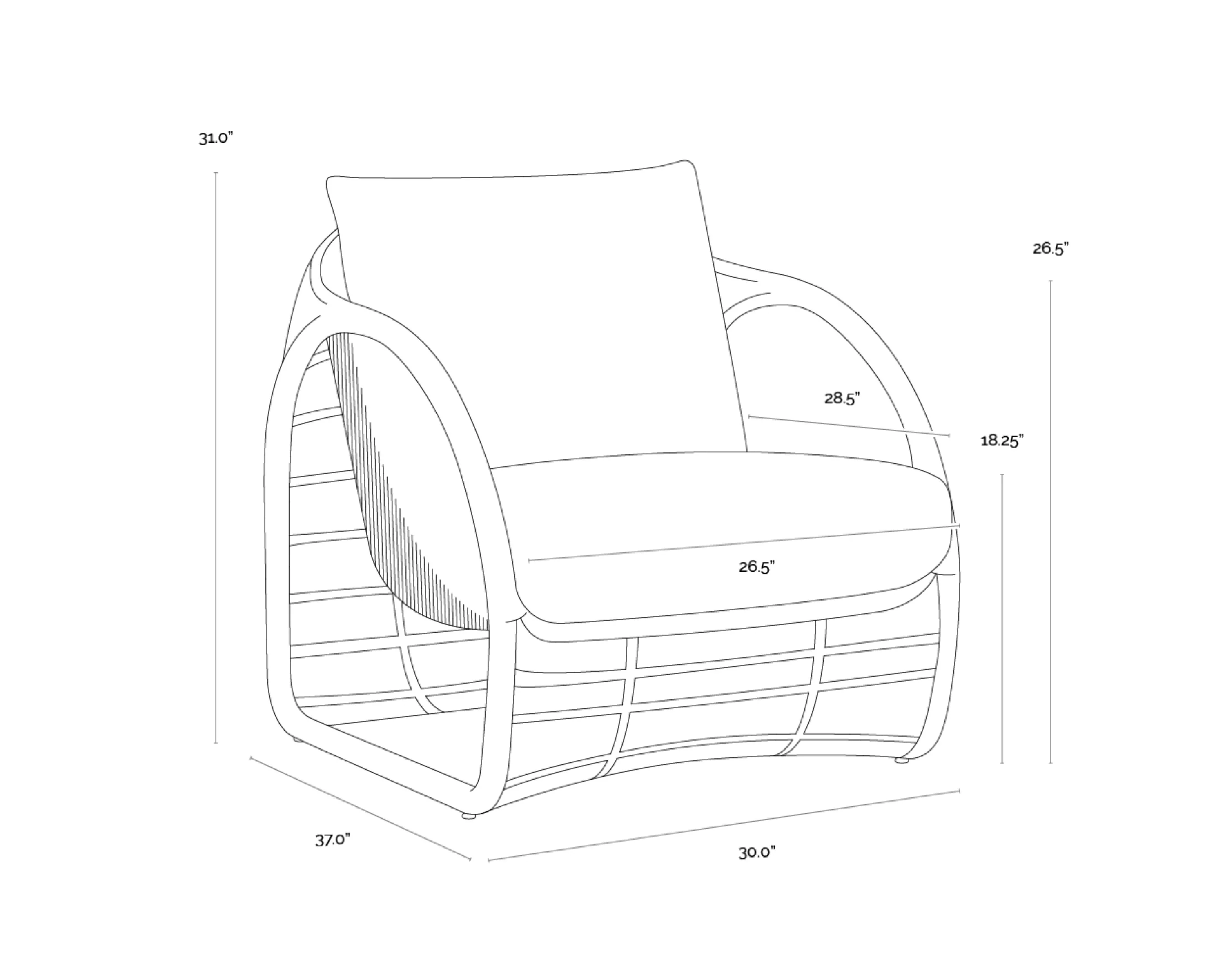Sunpan Tulum Lounge Chair - Louis Cream - Image 6