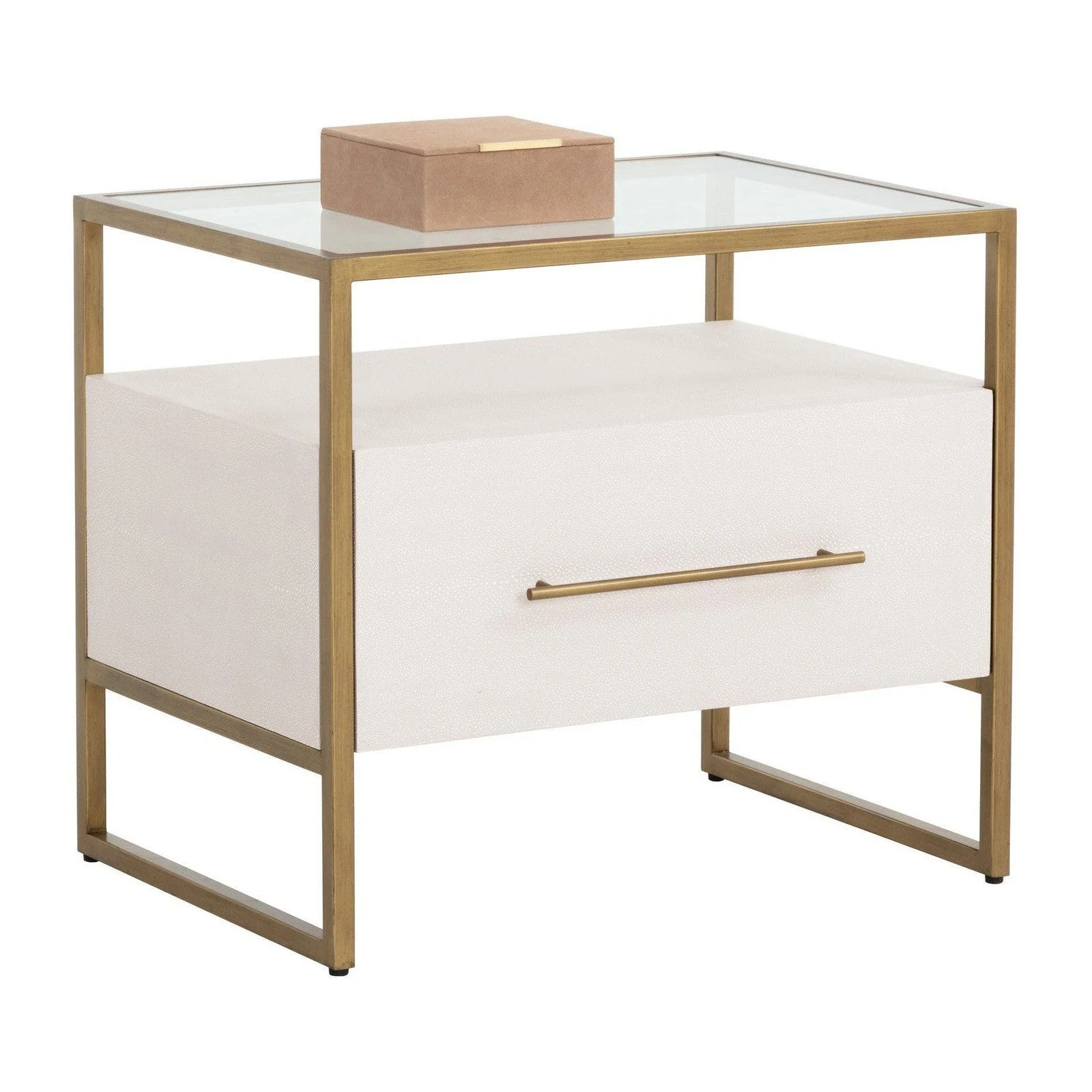 Sunpan Venice Nightstand - Oyster Shagreen Clearance - Image 2