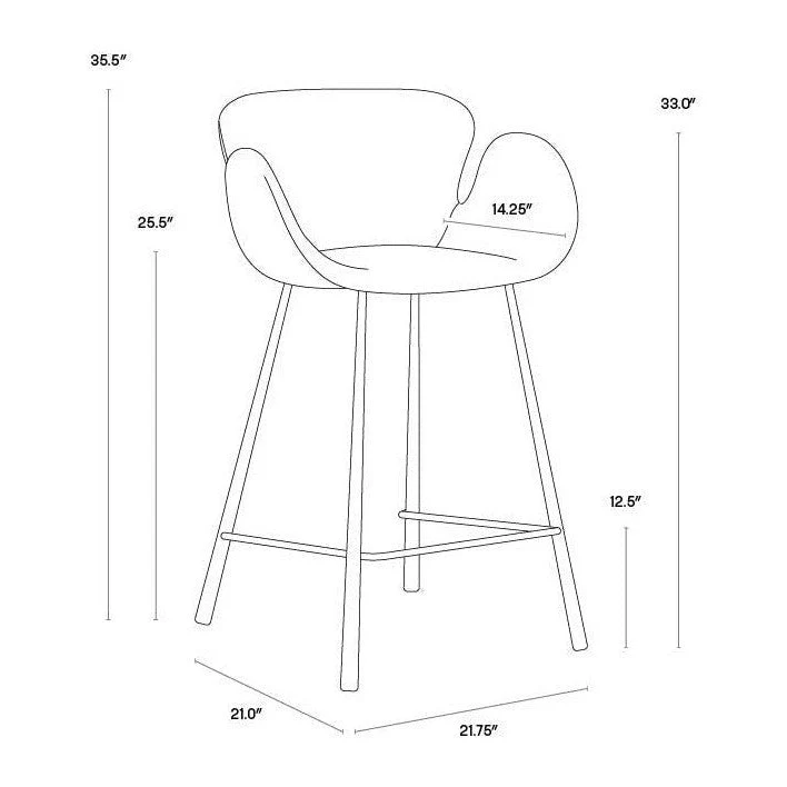 Sunpan Waldo Counter Stool - November Grey / Cinnamon Brown - Image 5