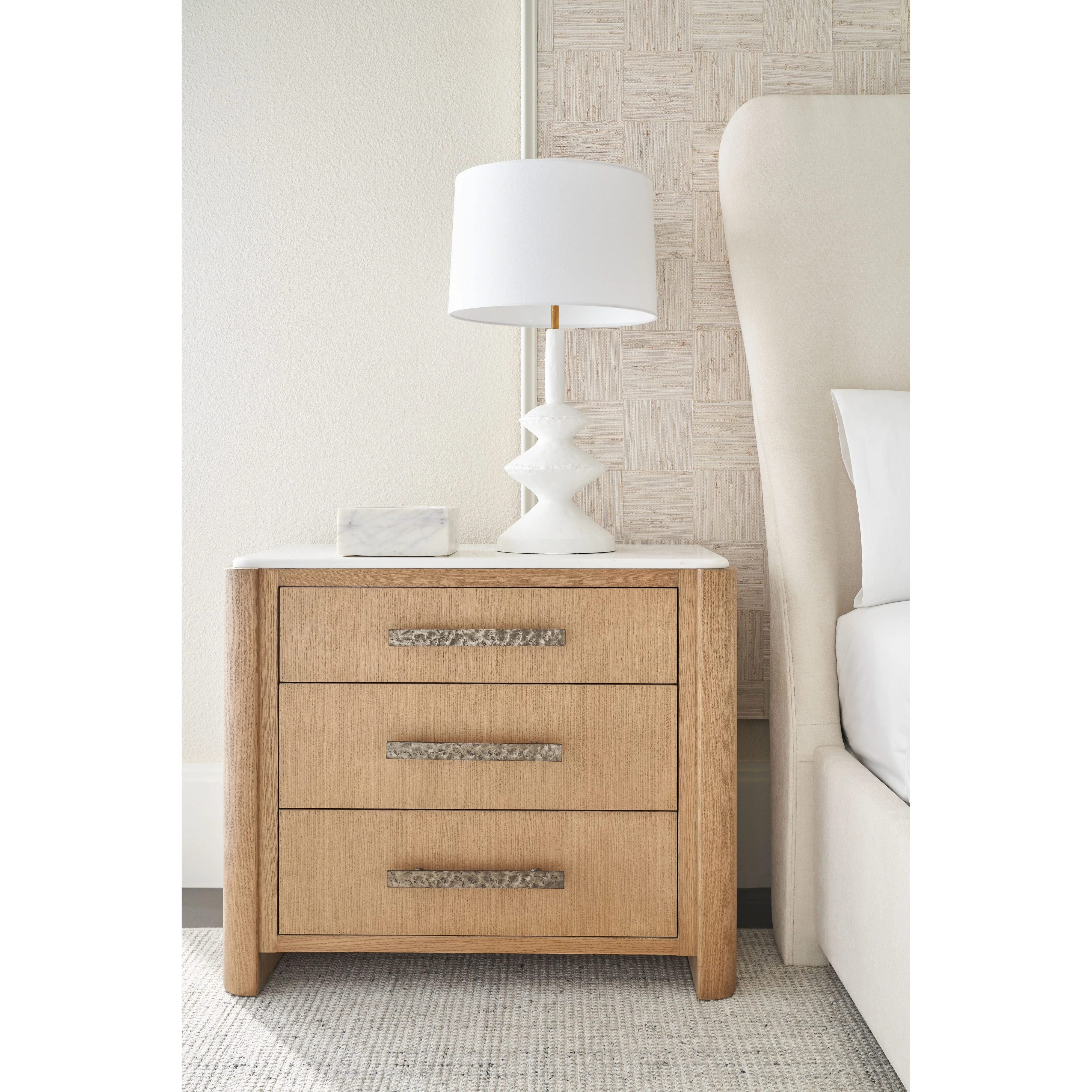 Theodore Alexander Essence Three Drawer Marble Top Nightstand Clearance - Image 2
