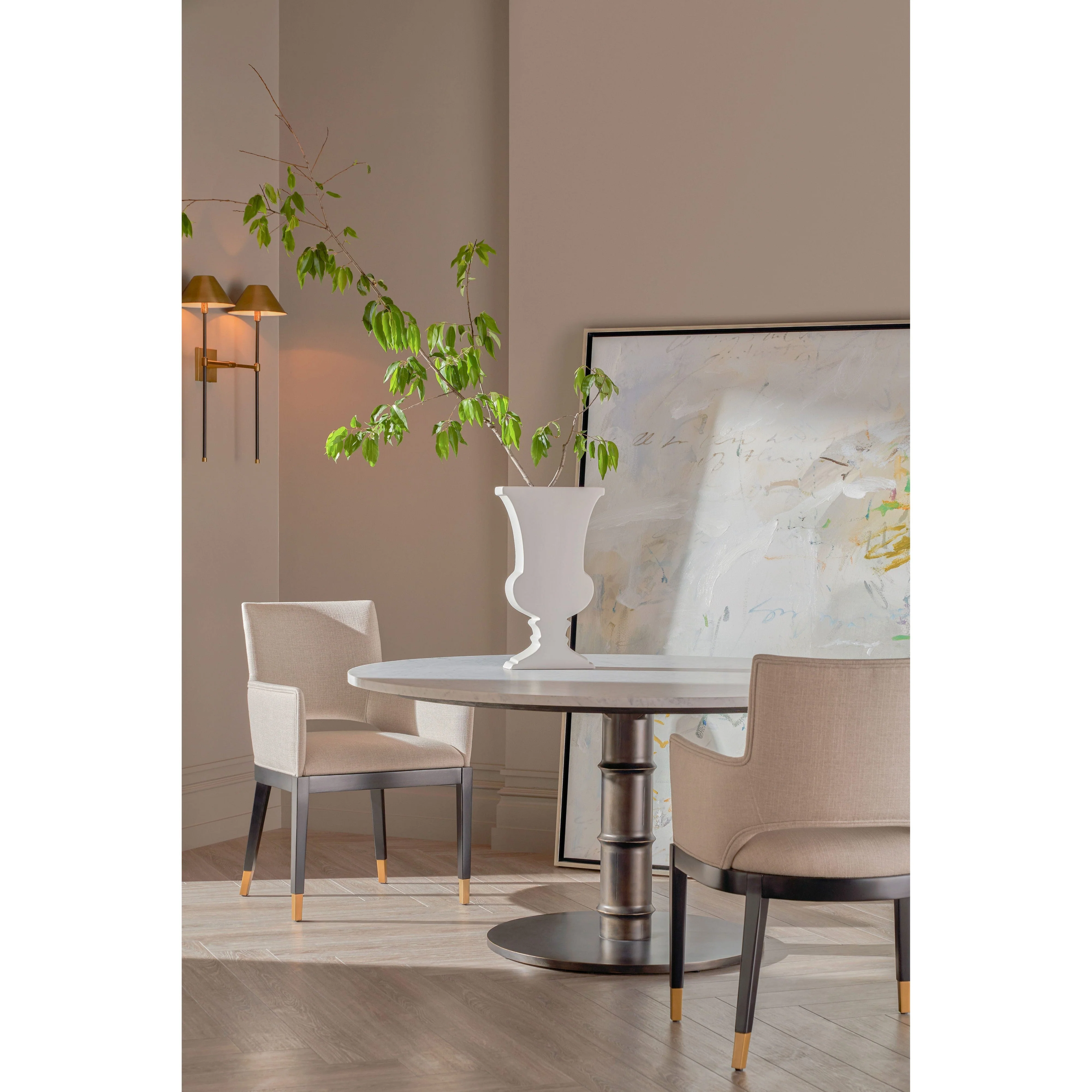 Theodore Alexander Kesden Round Marble Top Dining Table Clearance - Image 2
