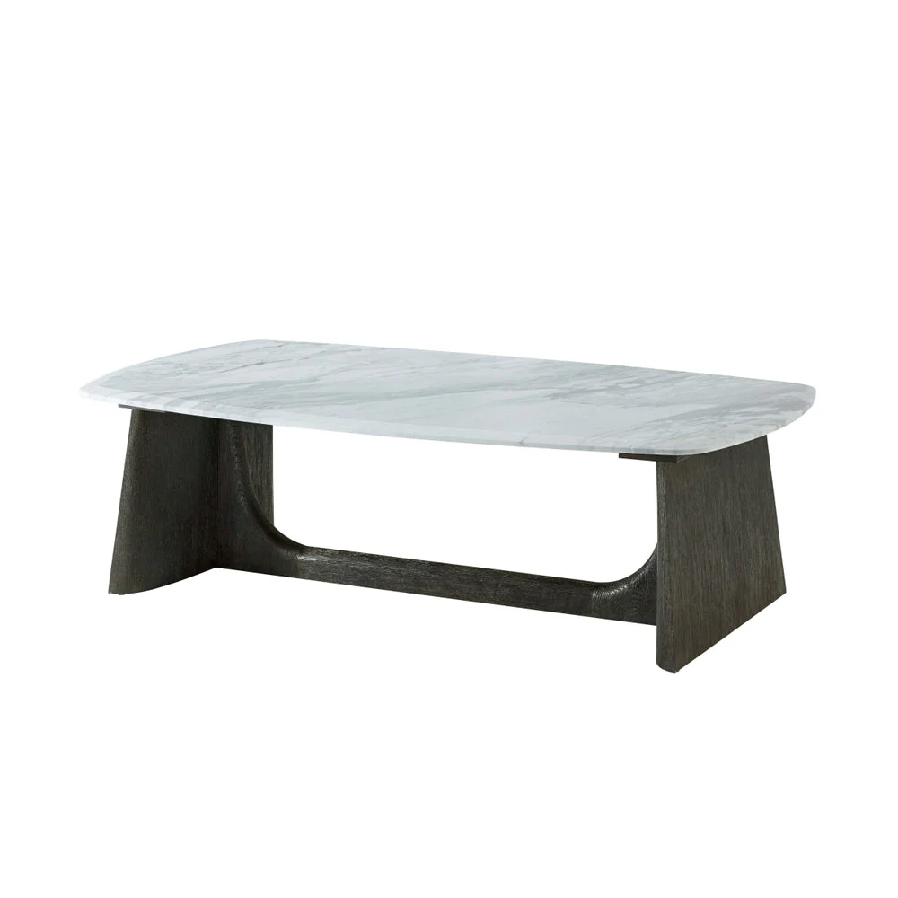 Theodore Alexander Repose Wooden Coffee Table Marble Top - Image 2