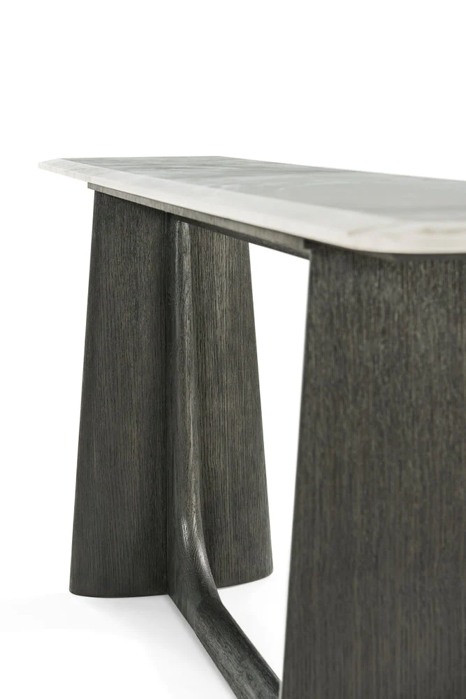 Theodore Alexander Repose Wooden Console Table Marble Top - Image 10