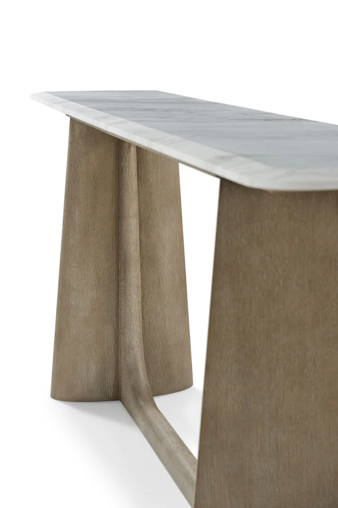 Theodore Alexander Repose Wooden Console Table Marble Top - Image 5