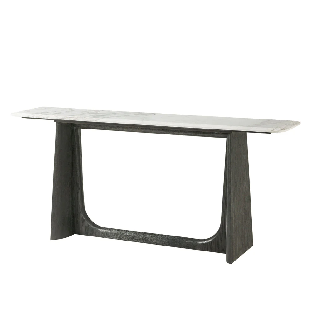 Theodore Alexander Repose Wooden Console Table Marble Top - Image 6