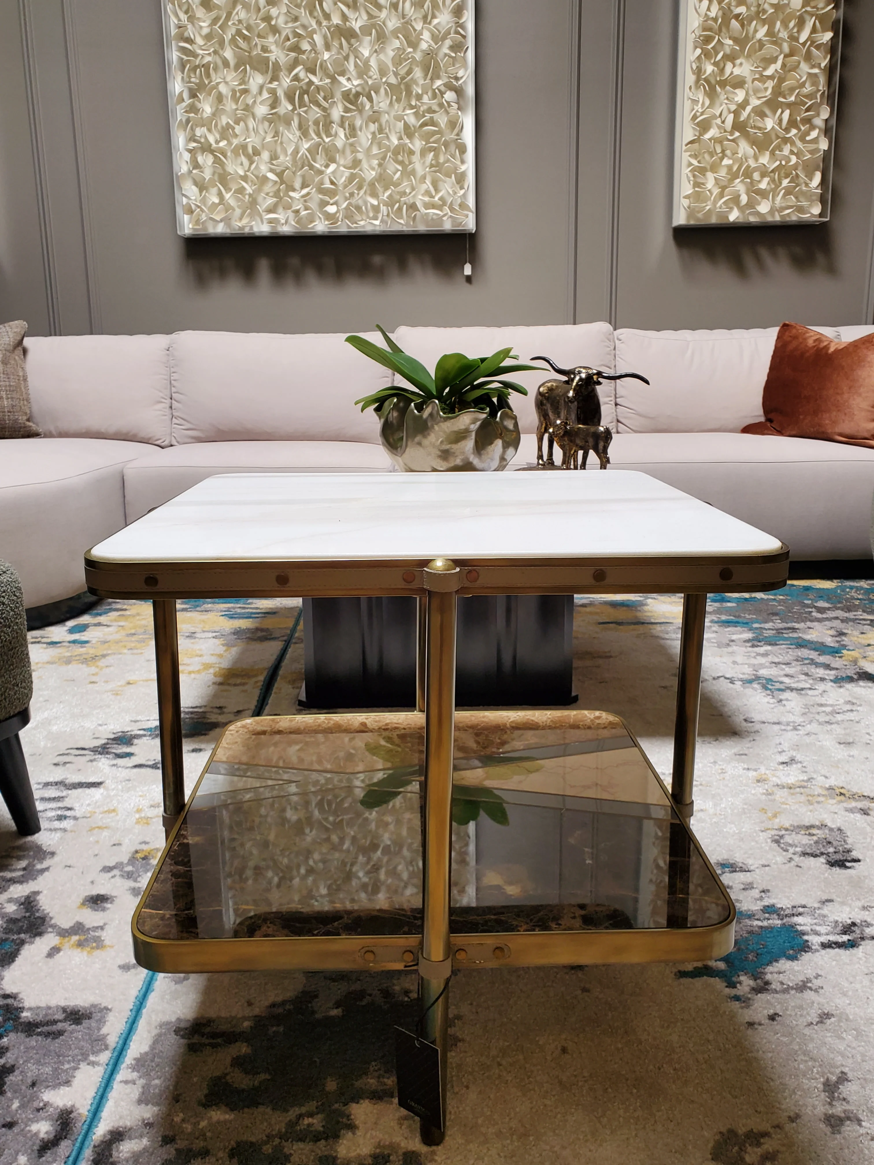 Theodore Alexander TA Iconic Two Tiered Side Table Floor Sample - Image 2