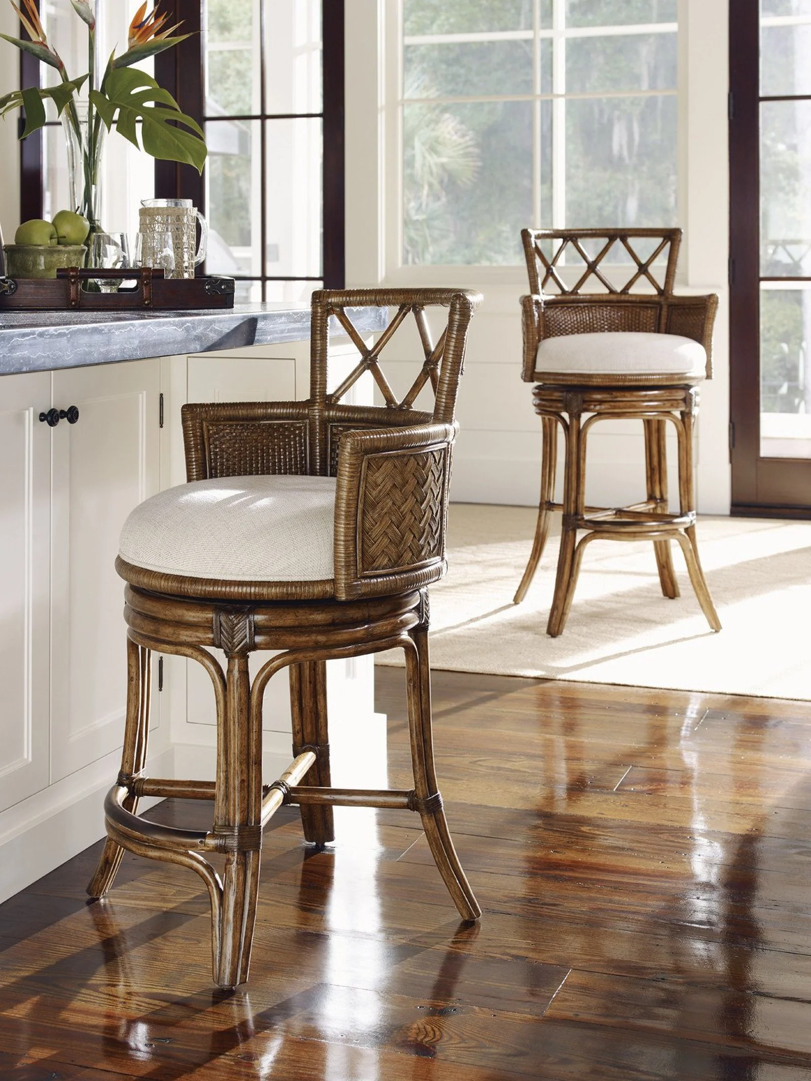 Tommy Bahama Home Bali Hai Kamala Bay Swivel Counter Stool Customizable - Image 2