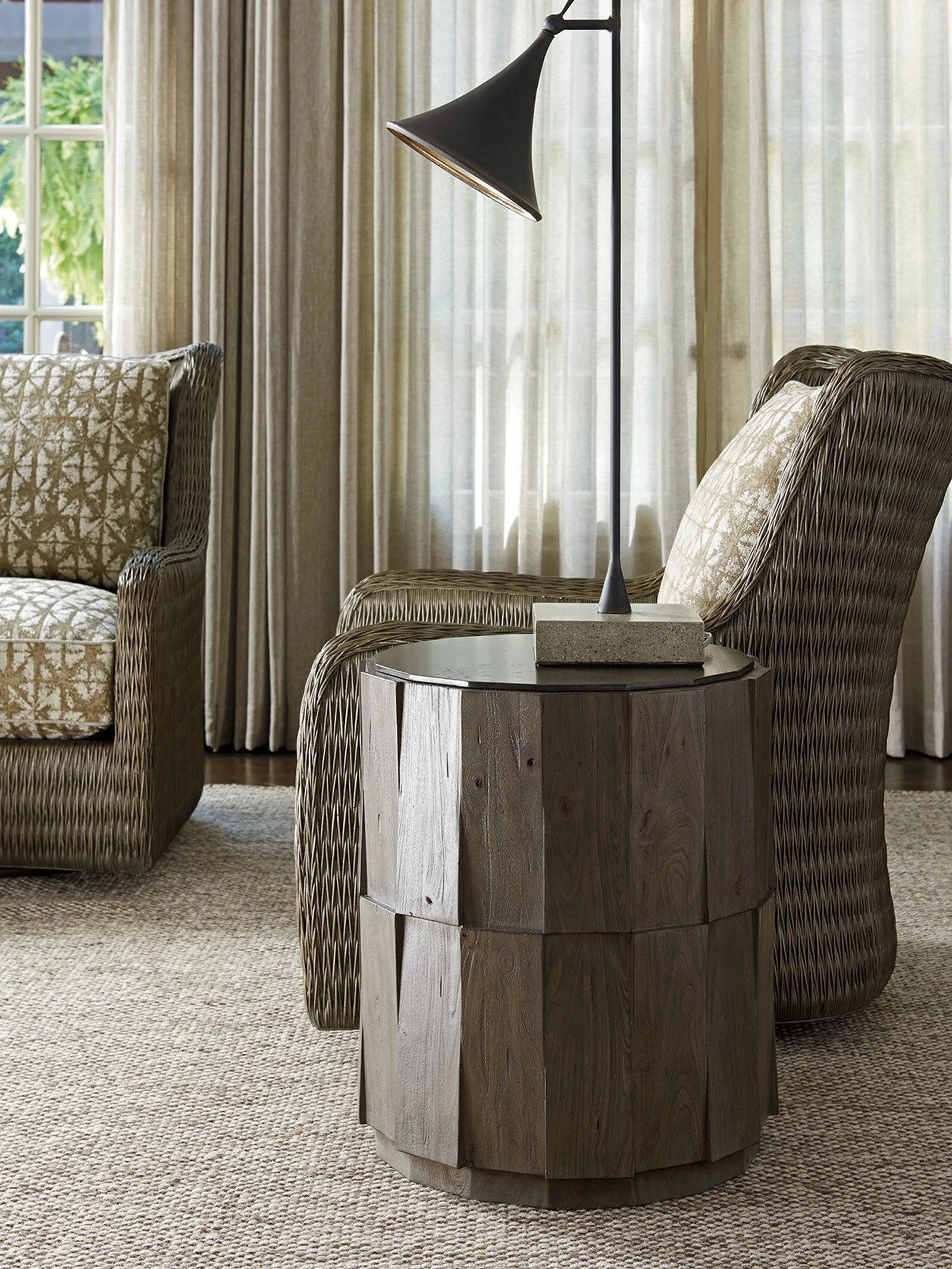 Tommy Bahama Home Cypress Point Everett Round Travertine End Table - Image 2