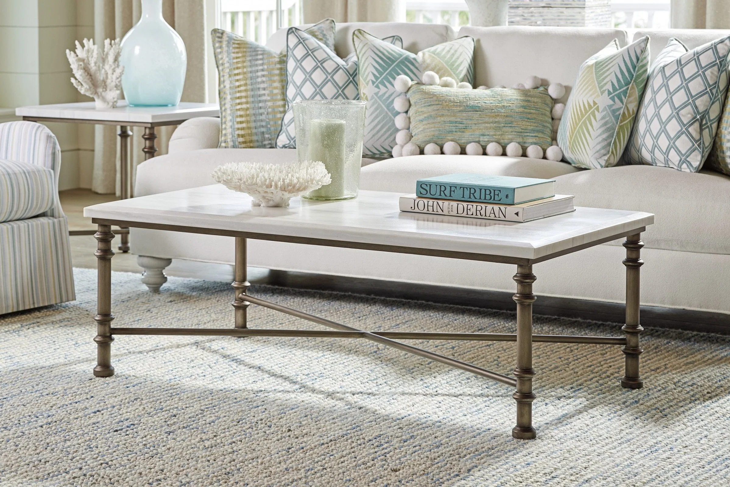 Tommy Bahama Home Ocean Breeze Flagler Rectangular Marble Top Cocktail Table - Image 2