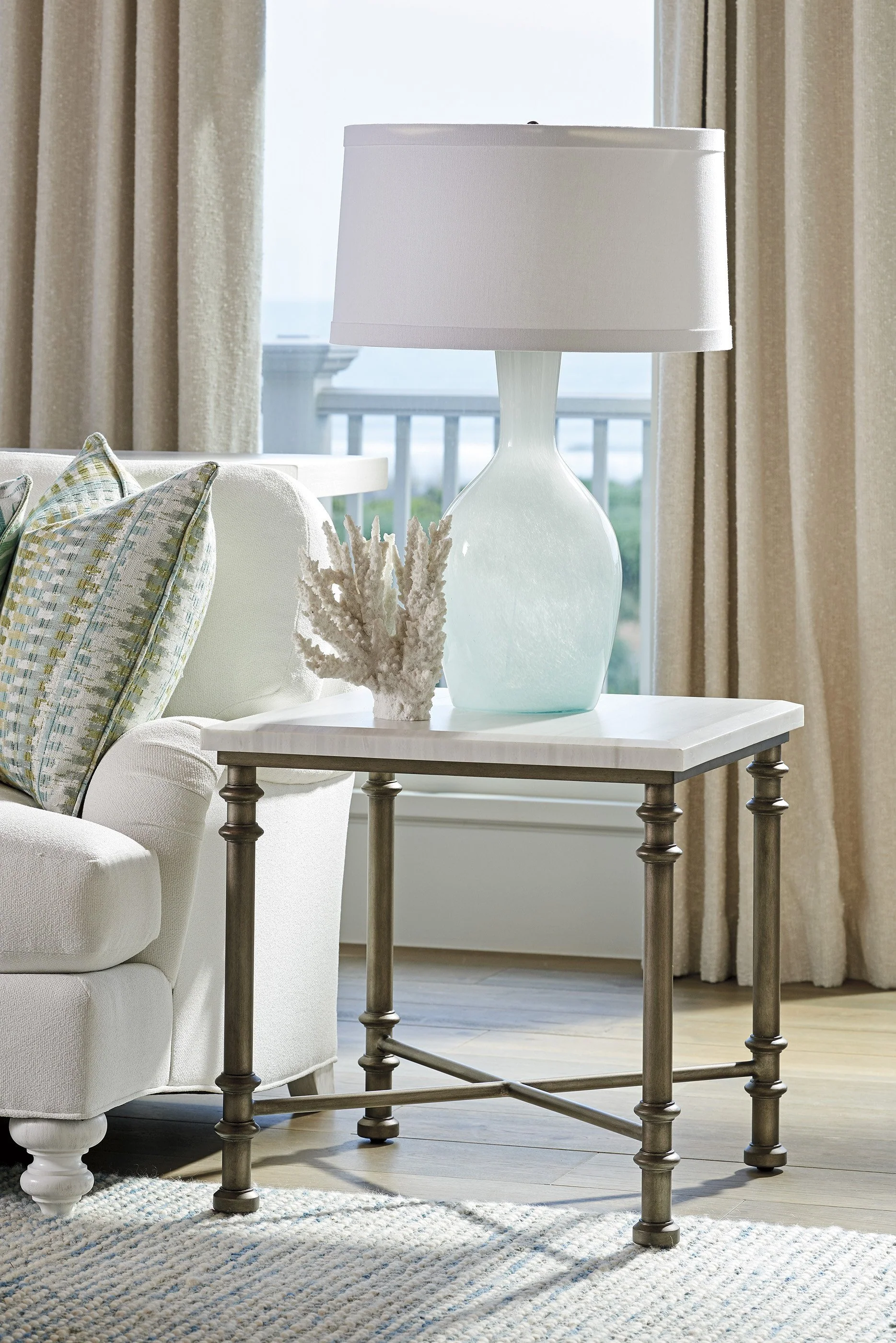 Tommy Bahama Home Ocean Breeze Flagler Square Marble Top End Table - Image 2