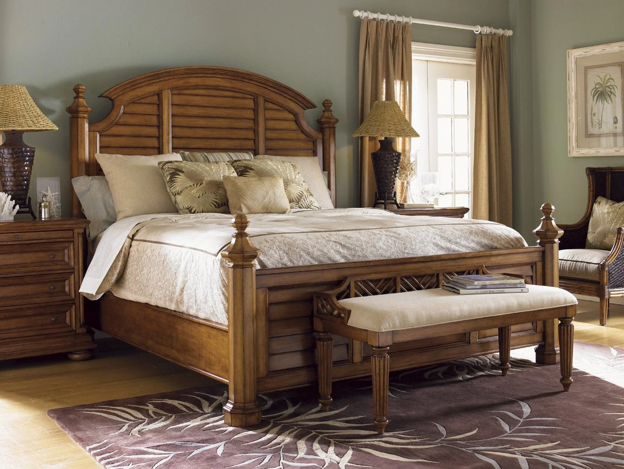 Tommy Bahama Home Island Estate Plantain Bed Bench Customizable - Image 4