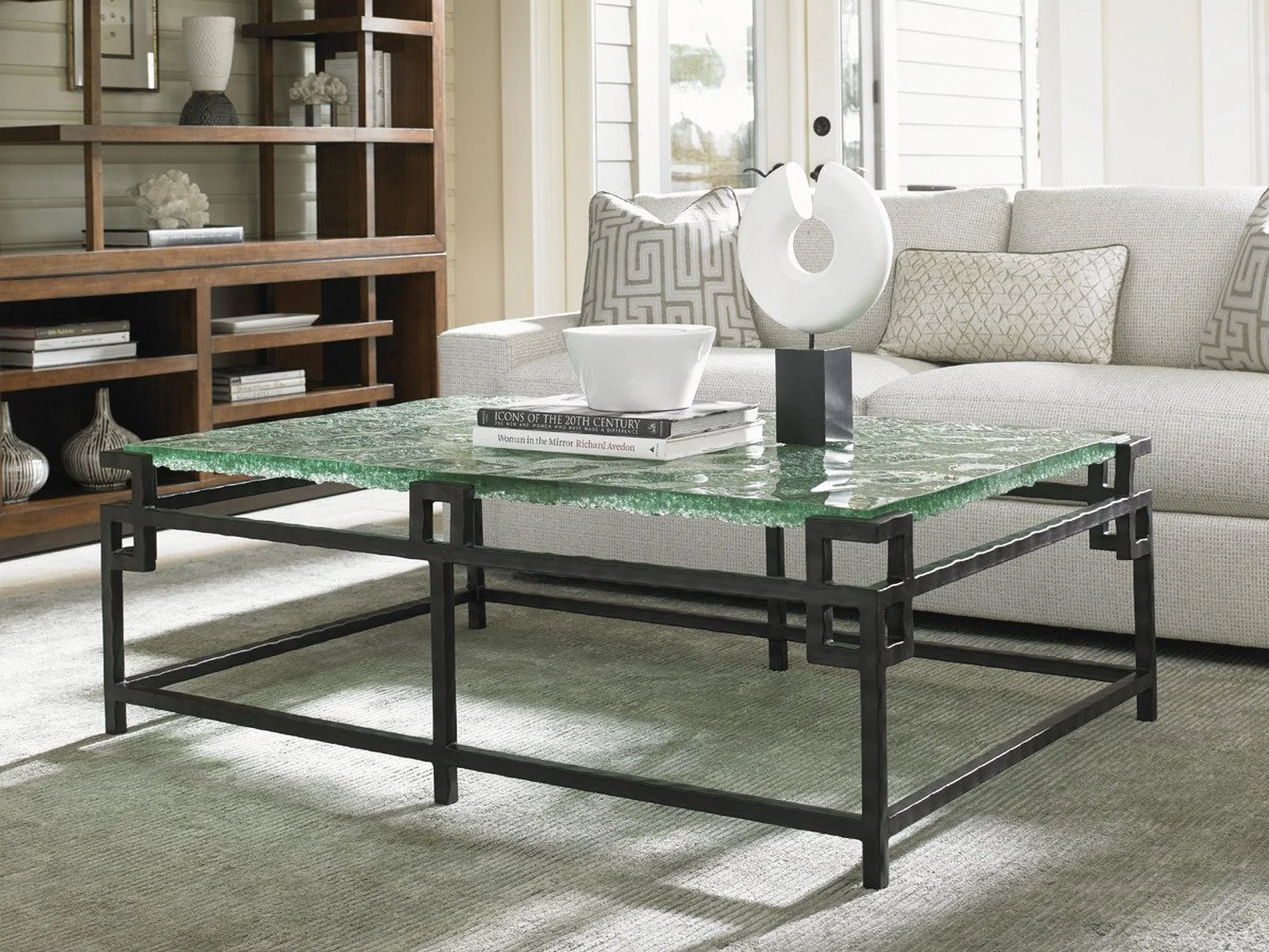 Tommy Bahama Home Island Fusion Hermes Reef Glass Top Cocktail Table - Image 2