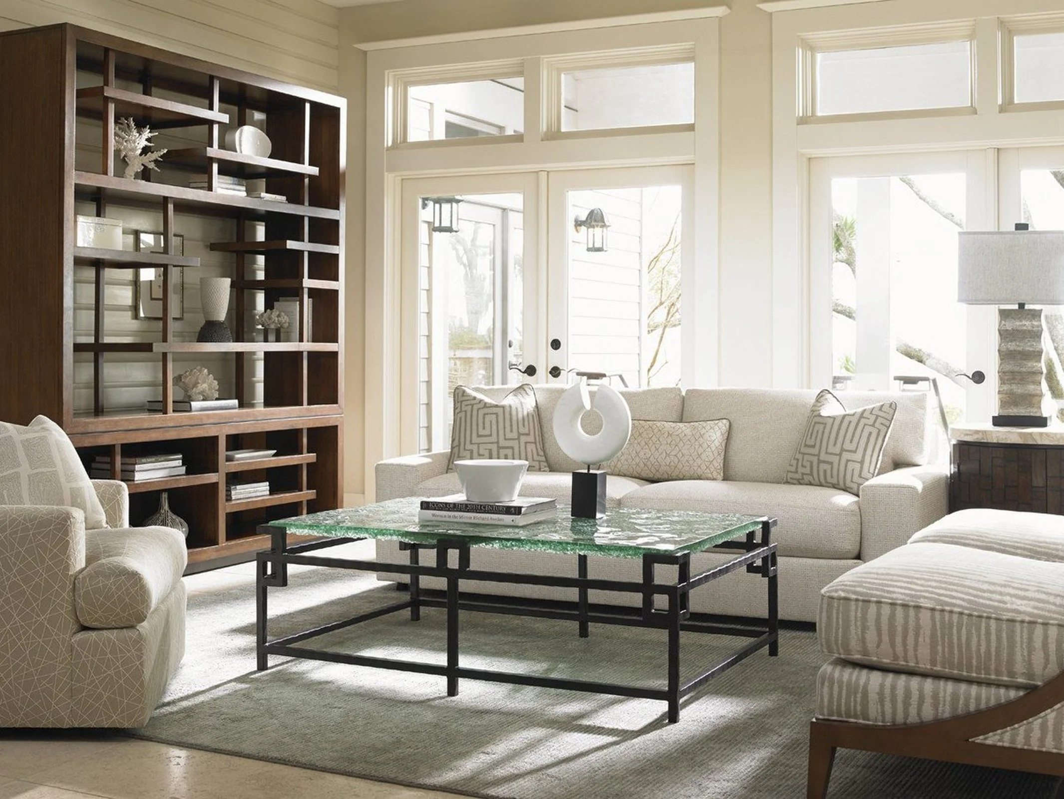 Tommy Bahama Home Island Fusion Hermes Reef Glass Top Cocktail Table - Image 3