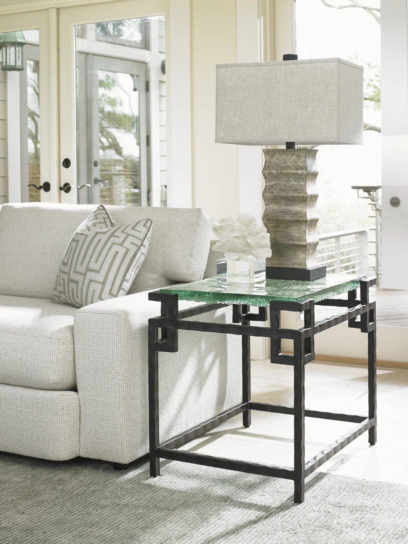 Tommy Bahama Home Island Fusion Hermes Reef Glass Top End Table - Image 2