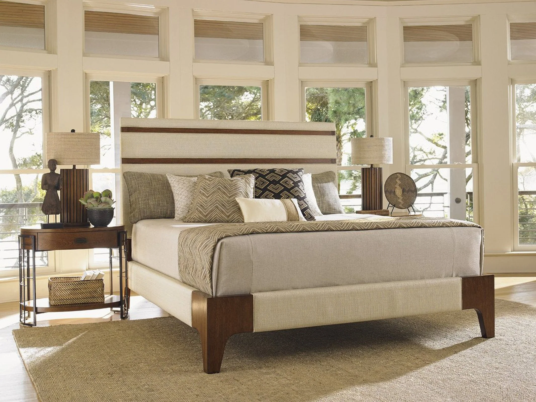 Tommy Bahama Home Island Fusion Mandarin Upholstered Panel Bed - Image 2