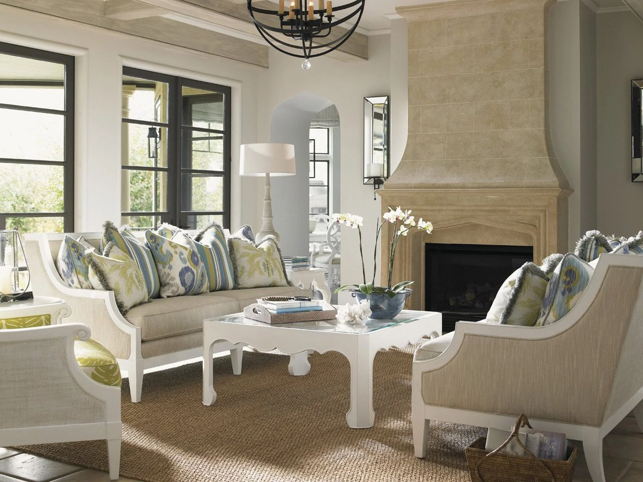 Tommy Bahama Home Ivory Key Cassava Cocktail Table With Glass Insert - Image 2