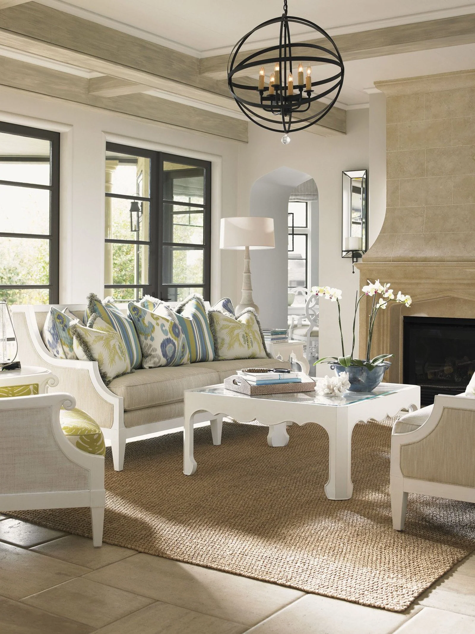 Tommy Bahama Home Ivory Key Cassava Cocktail Table With Glass Insert - Image 3