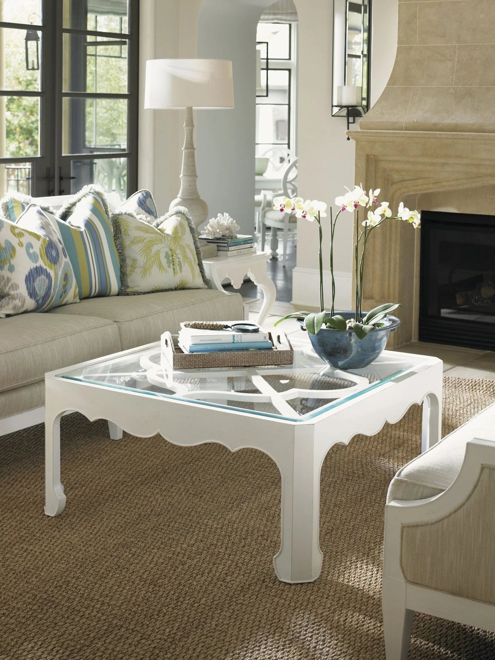 Tommy Bahama Home Ivory Key Cassava Cocktail Table With Glass Insert - Image 4